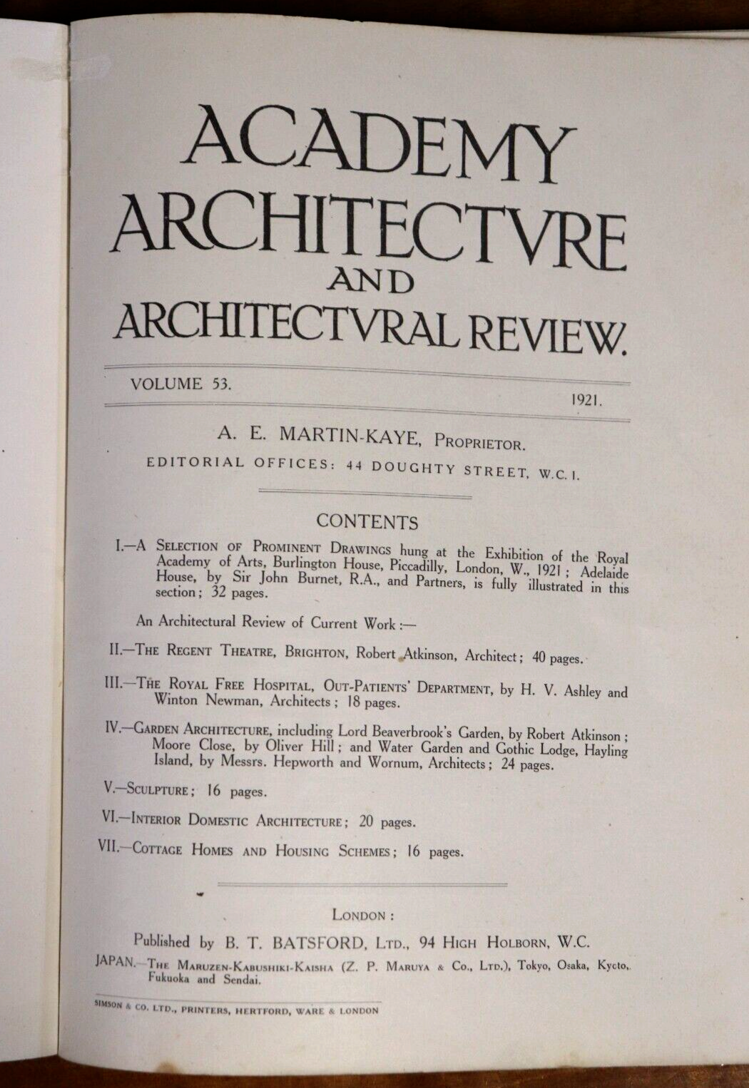 Academy Architecture & Architectural Review - 1921 & 1927 - Antique Books - 0
