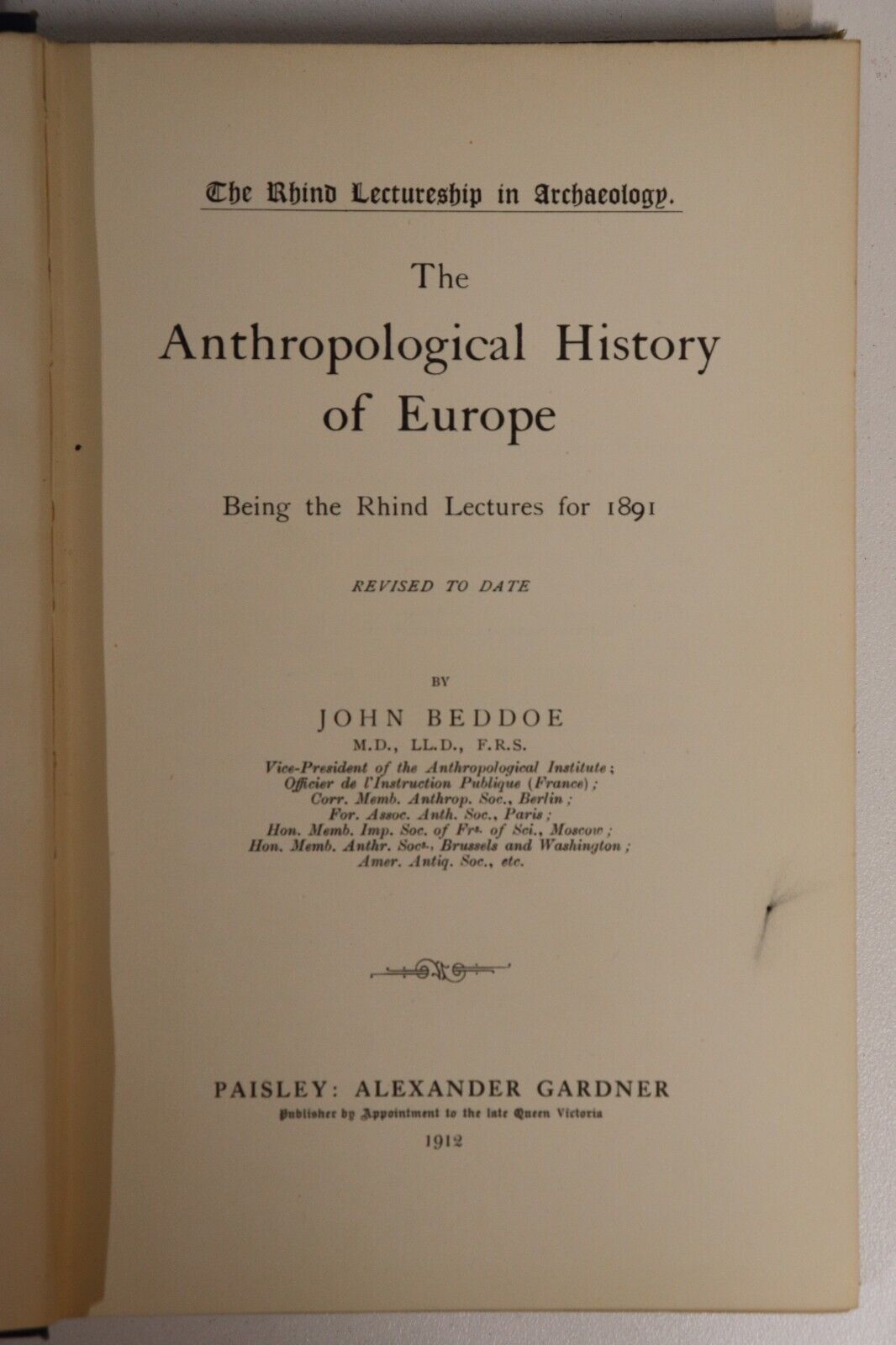 The Anthropological History Of Europe - 1912 - Antique Science History Book - 0