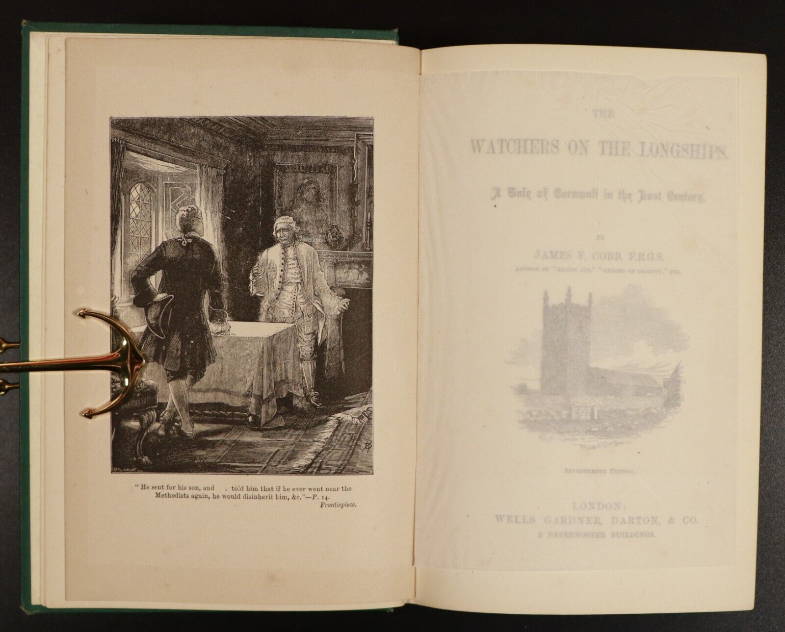 1887 Watchers On The Longships Cornwall by JF Cobb Antique British History Book - 0