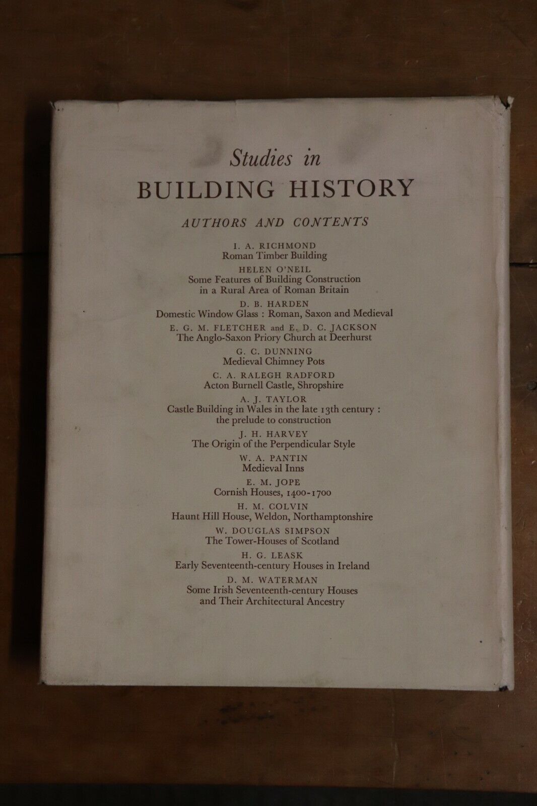 Studies In Building History - 1961 - Rare 1st Edition Architecture Book