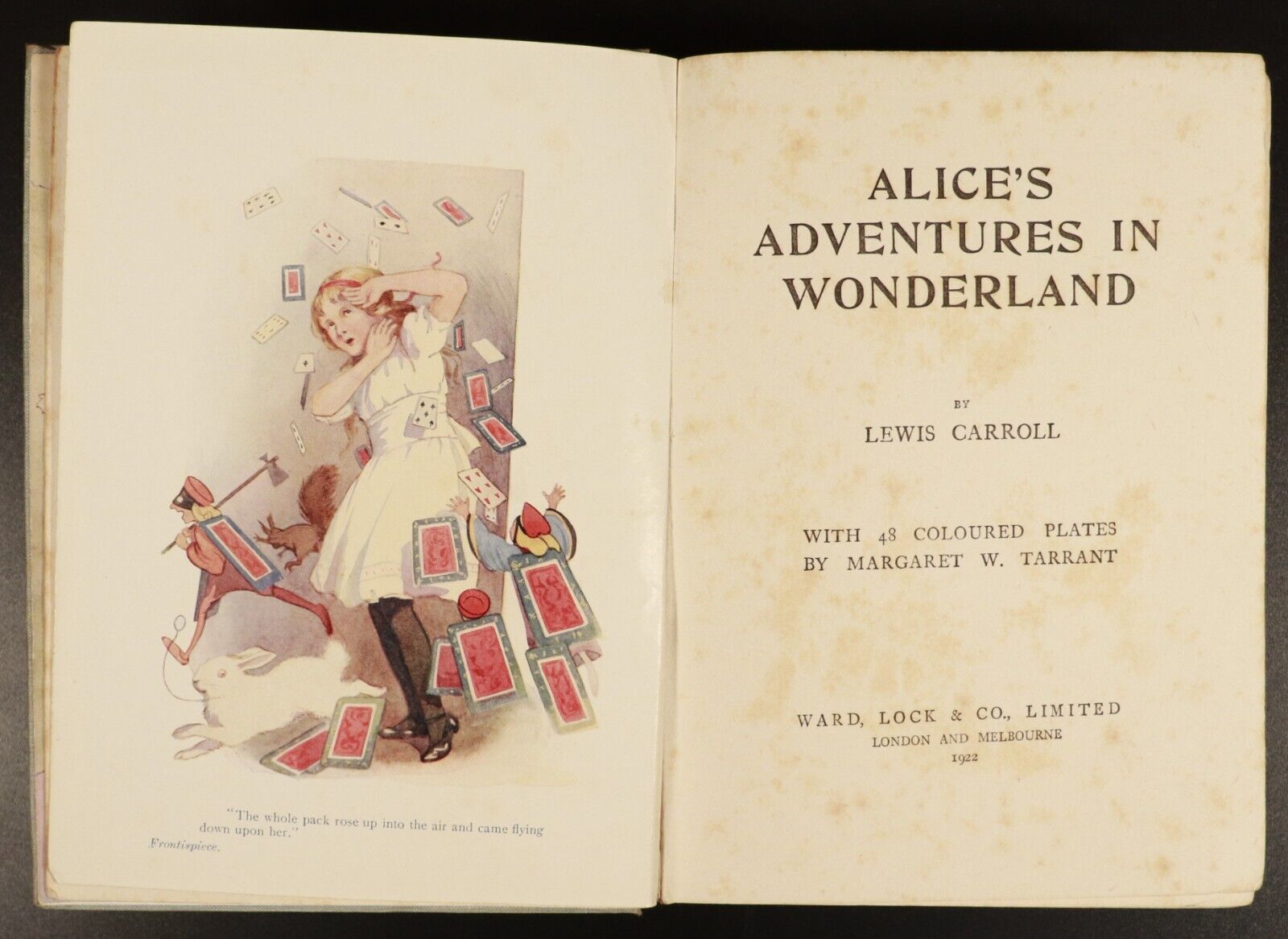 1922 Alice's Adventures In Wonderland by Carroll & Tarrant Antique Fiction Book - 0