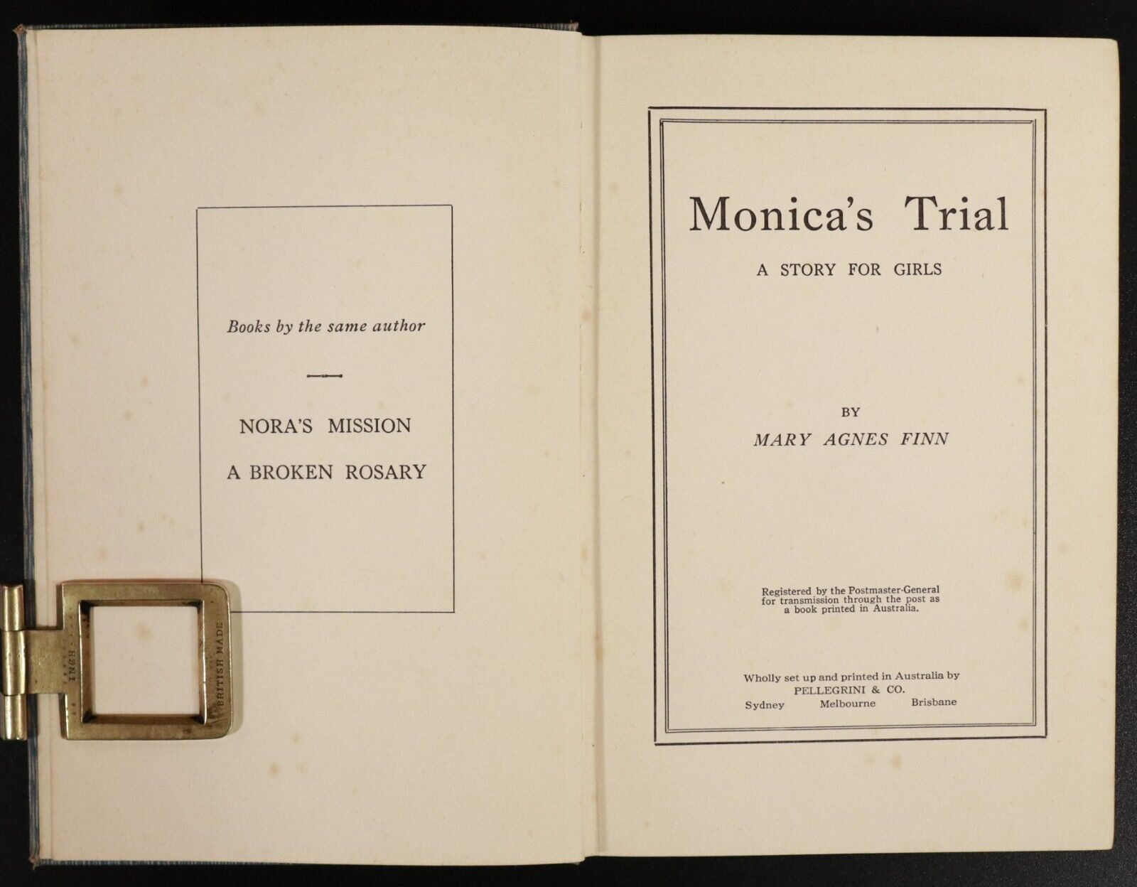 1929 Monica's Trial by Mary Agnes Finn 1st Edition Australian Fiction Book Rare - 0