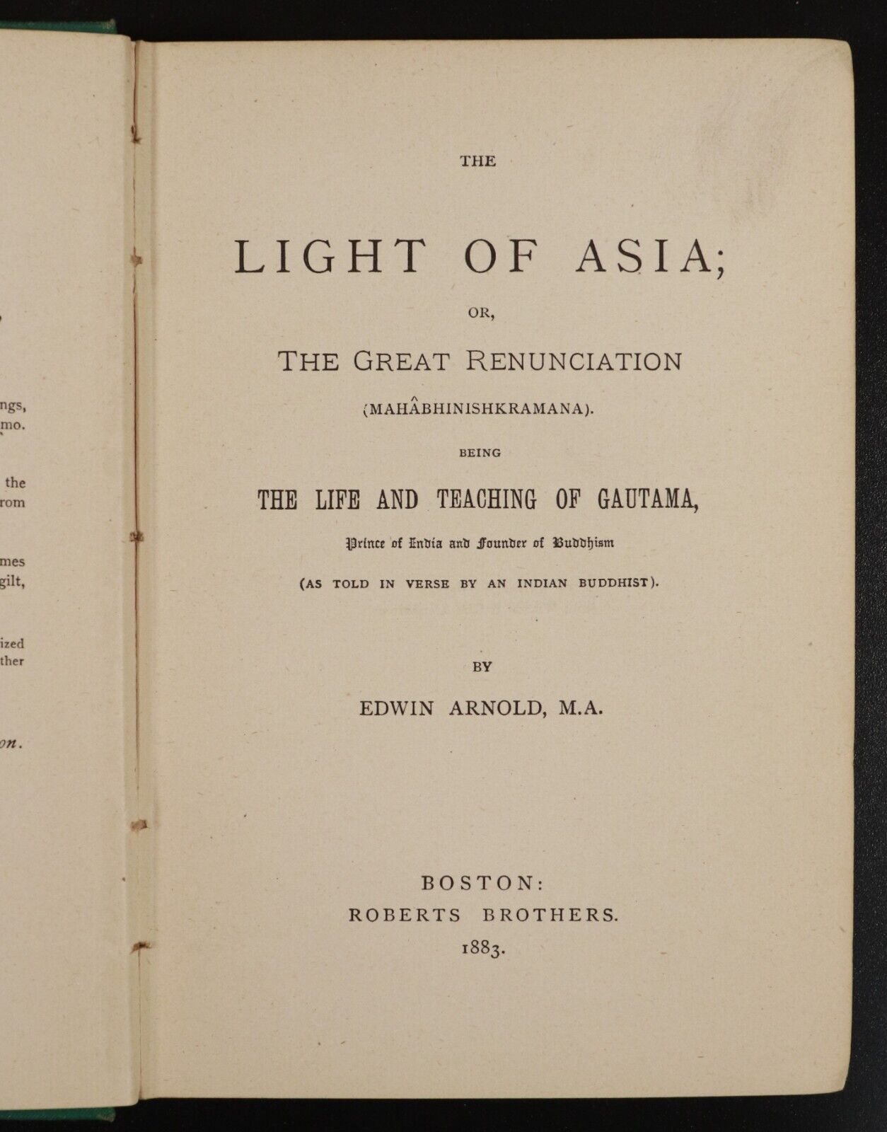 1883 The Light Of Asia by Edwin Arnold - Antique Poetry Book Buddhism India - 0