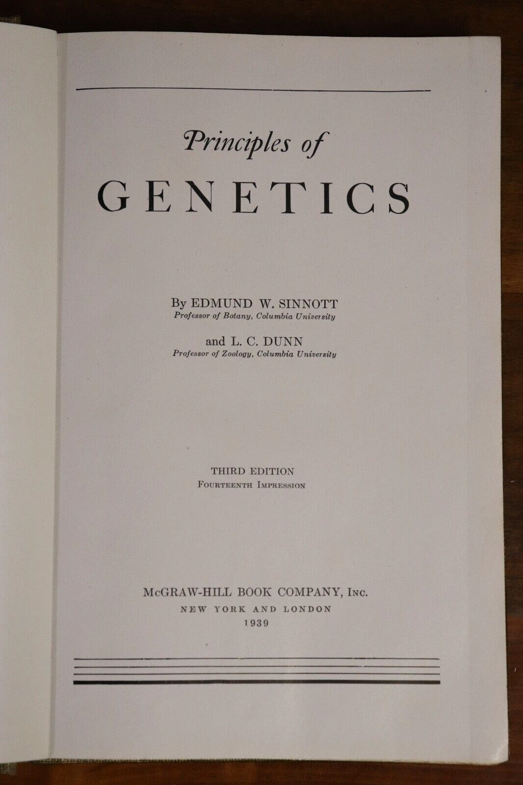 Principles of Genetics by EW Sinnott - 1939 - Antique Book - 3rd Edition - 0