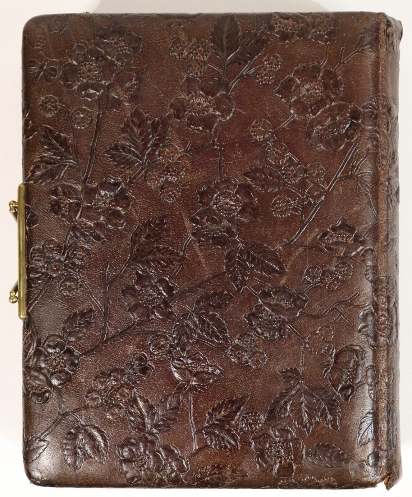 Antique Victorian Photo Album - c1885 - Leather With Brass Clasp - 27cm x 22cm