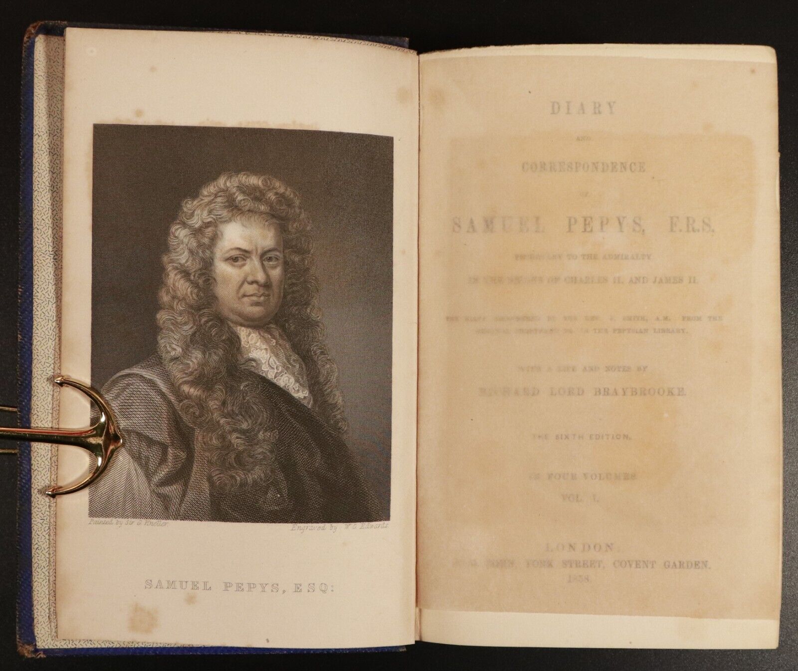 1858 4vol Diary & Correspondence Of Samuel Pepys Antiquarian History Book Set - 0