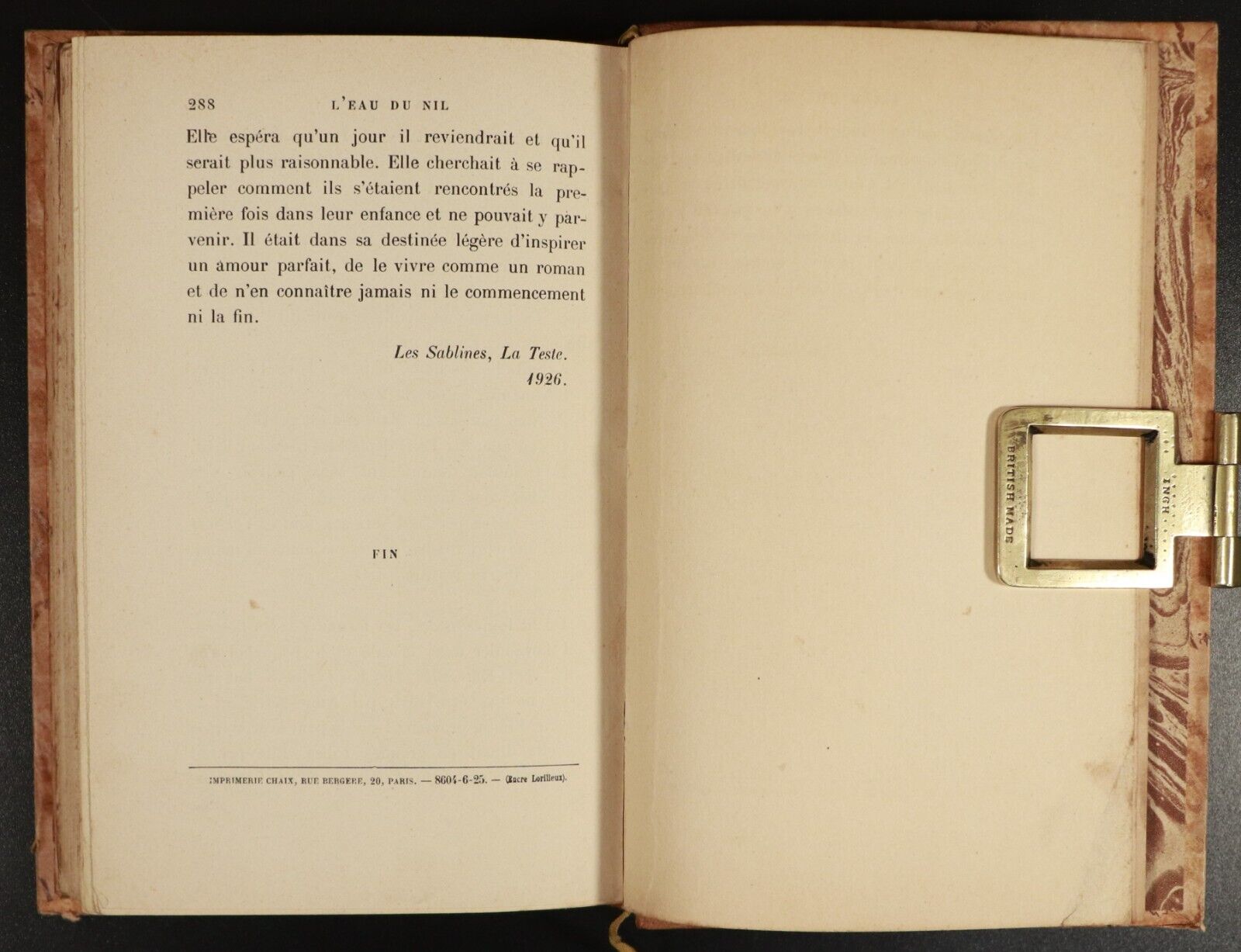 1926 L'Eau Du Nil by Pierre Frondaie Antiquarian French Fiction Book