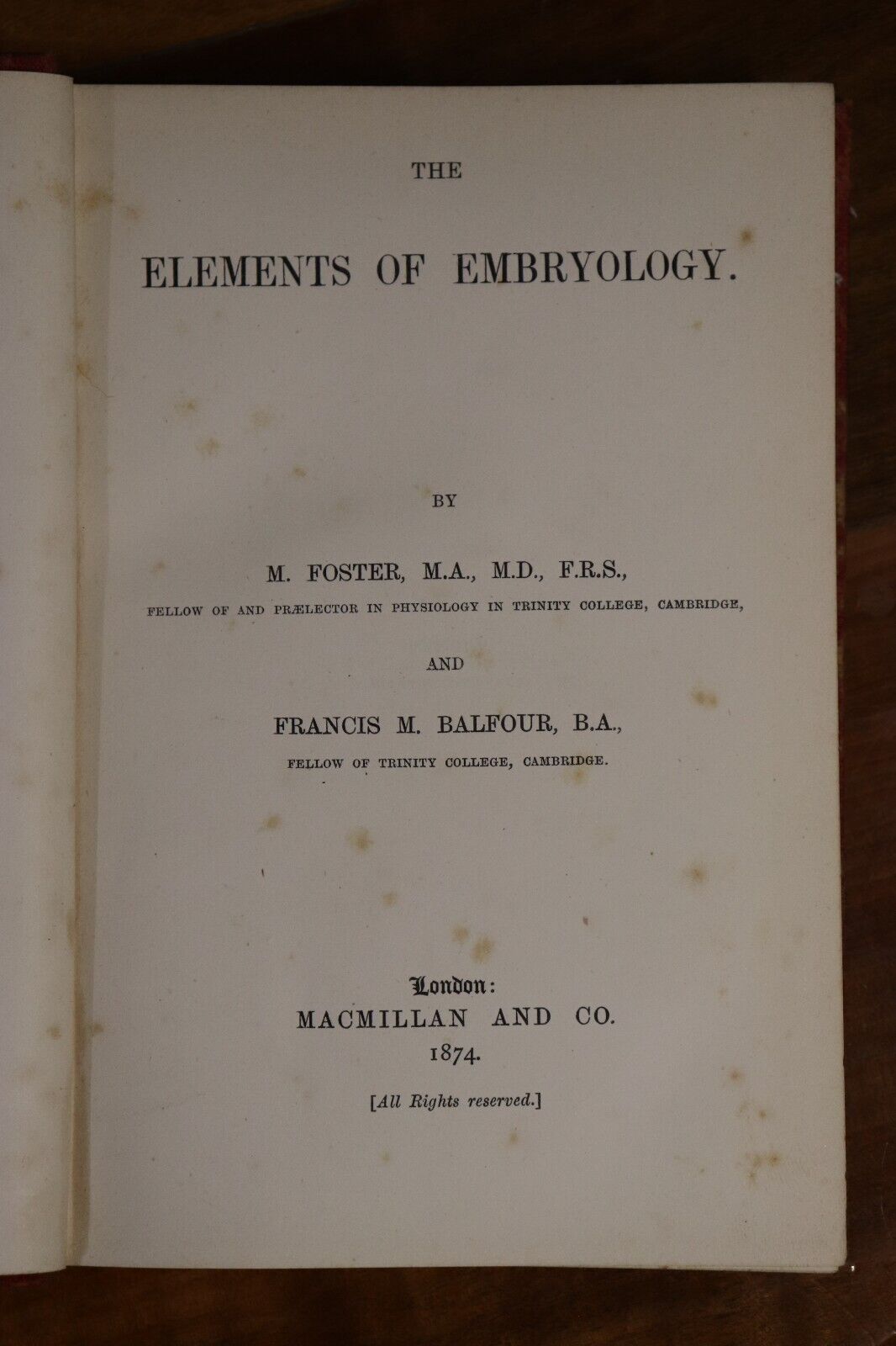 The Elements Of Embryology - 1874 - 1st Edition Antique Science Book - 0
