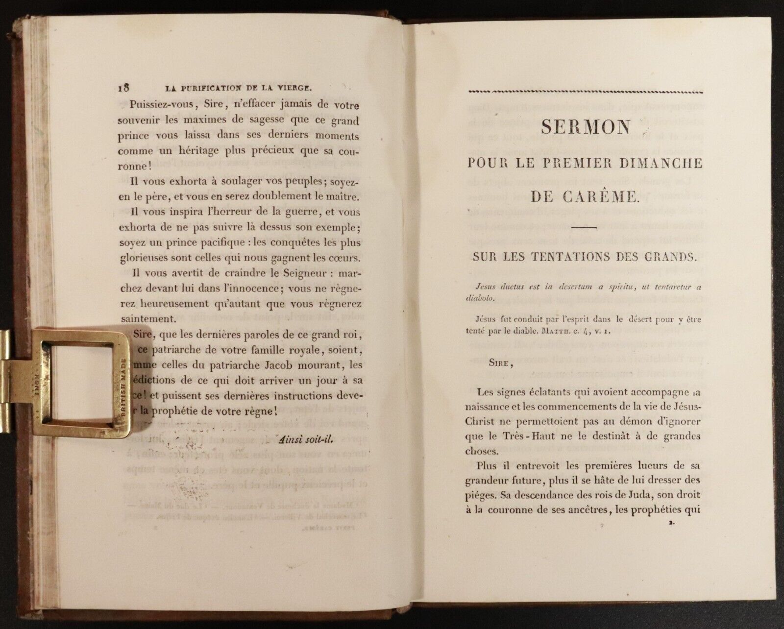 1838 Petite Careme De Massillon Antiquarian French Theology Book