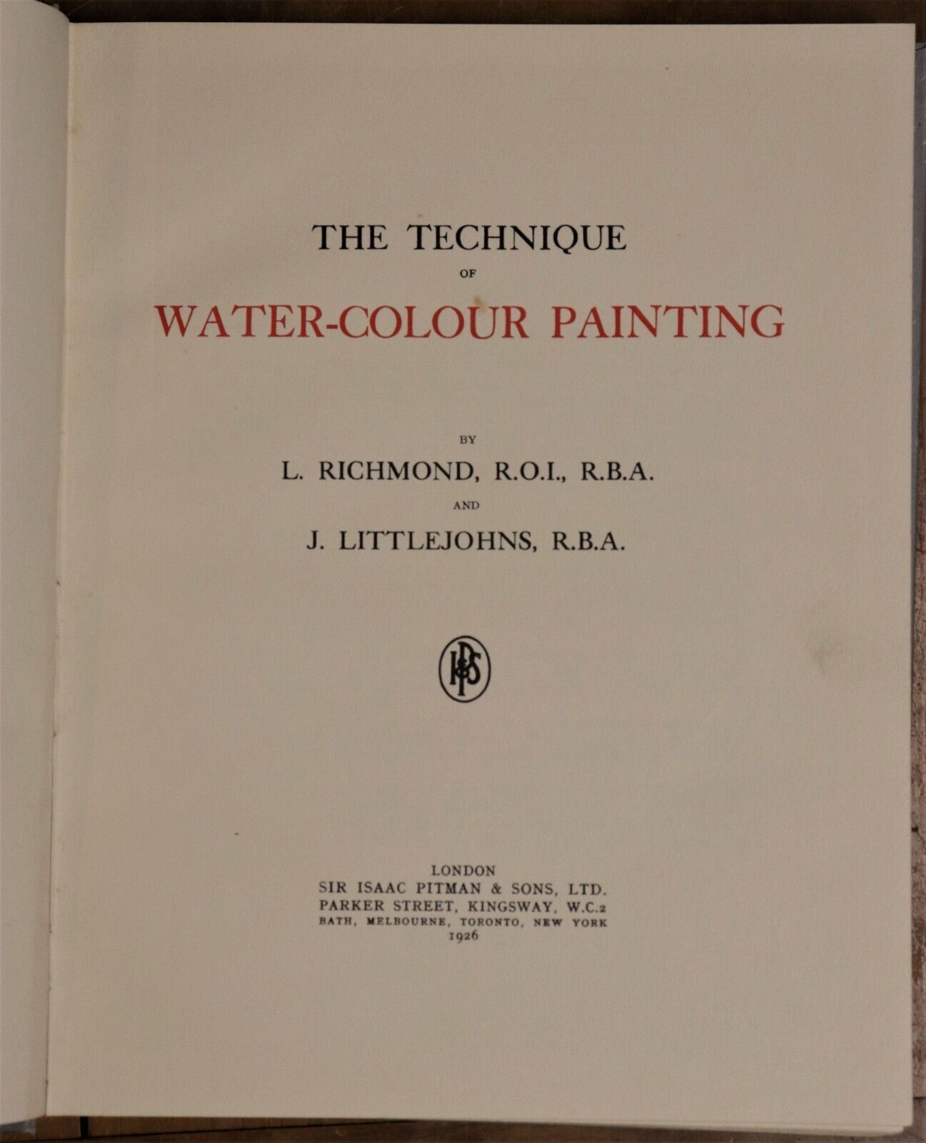 The Technique Of Water-Colour Painting - 1926 - Antique Art Book - 0
