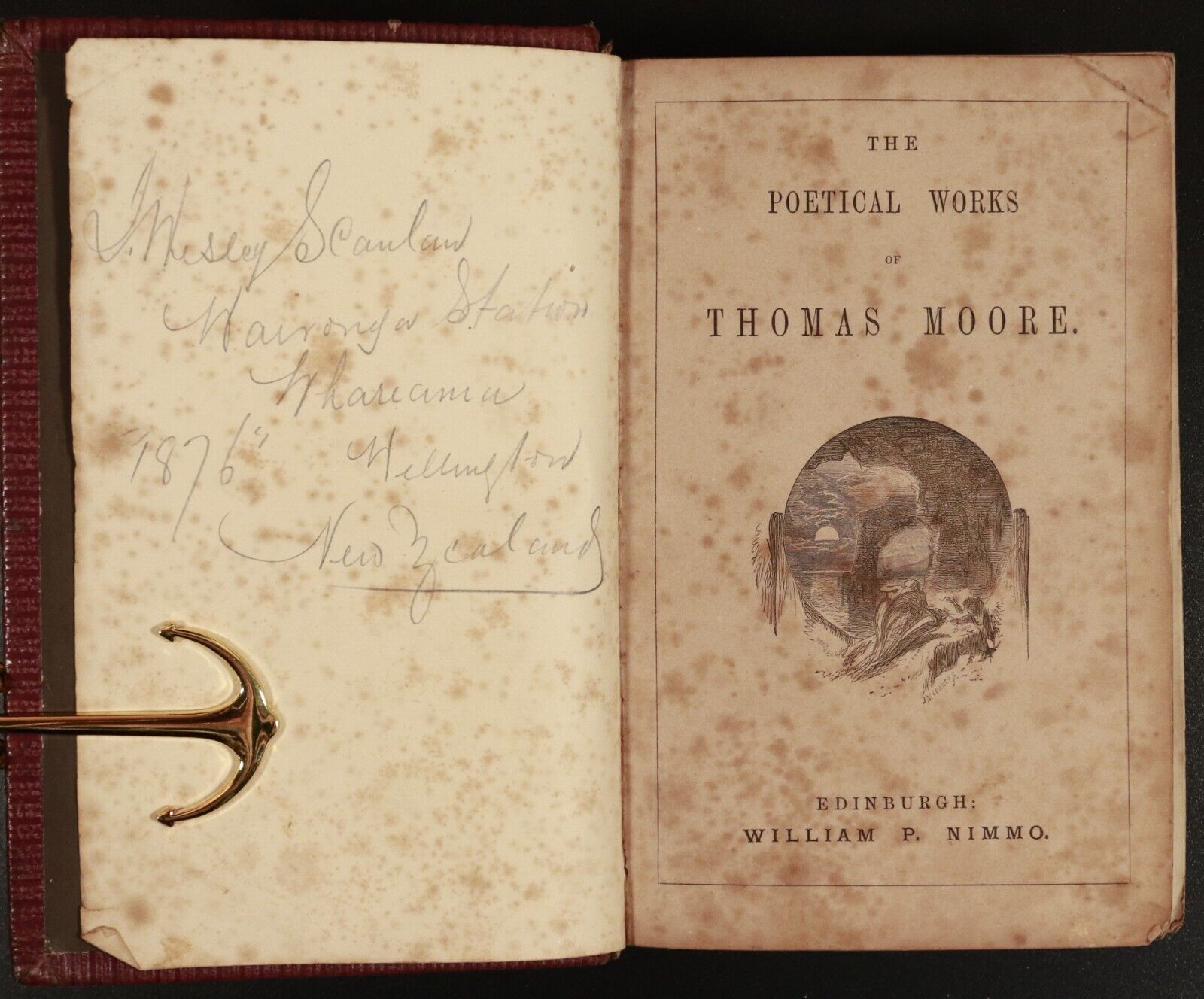 c1875 The Poetical Works Of Thomas Moore Antiquarian Irish Poetry Book