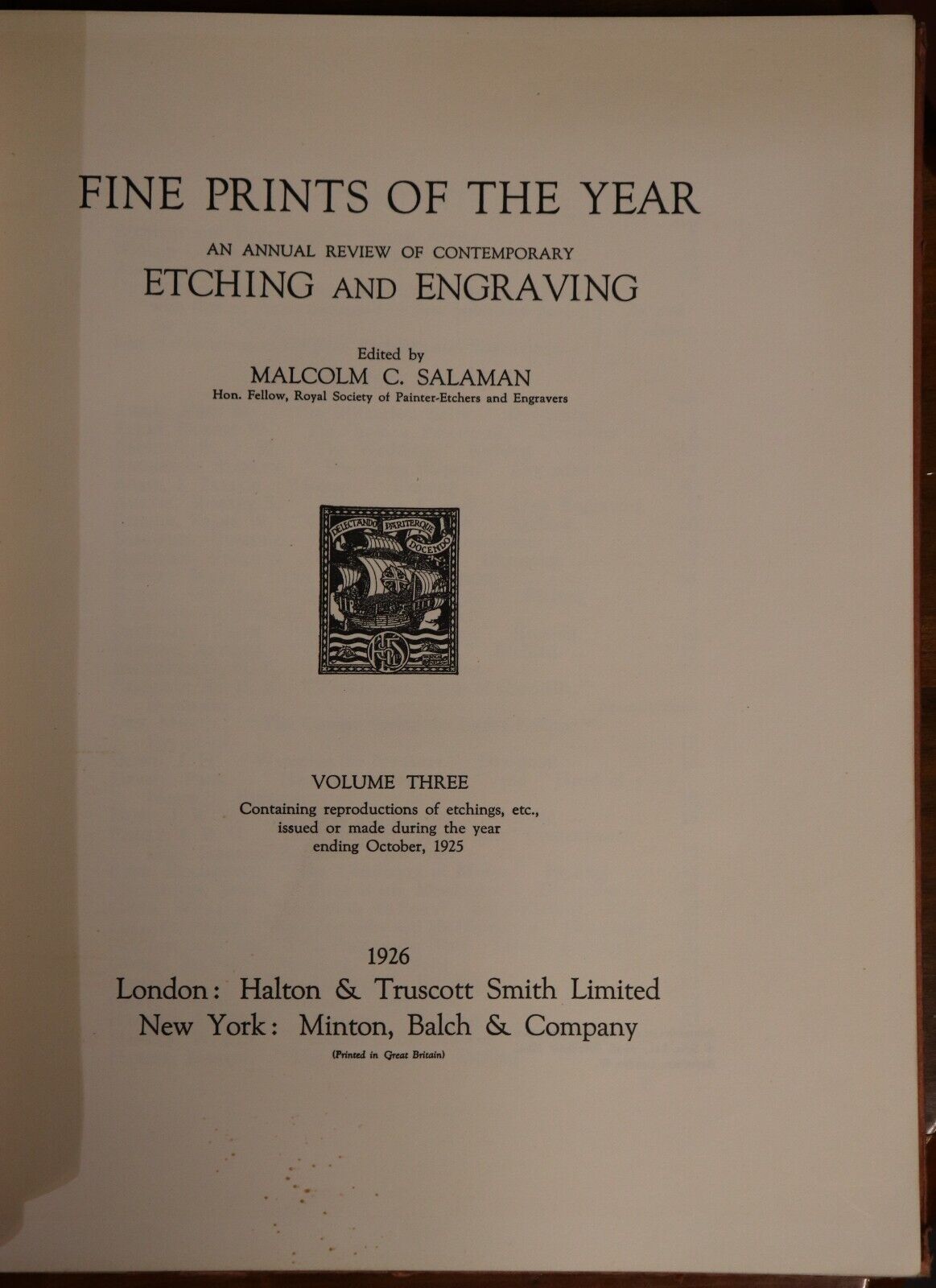 Fine Prints Of The Year: Etching & Engraving - 1926 - Antique Art Book - 0
