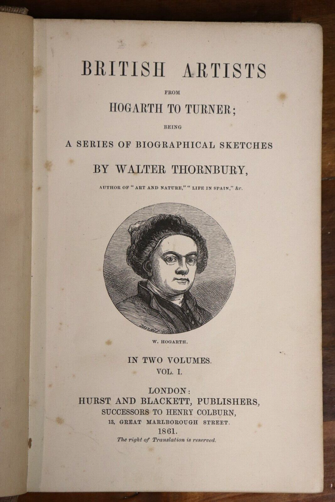 British Artists From Hogarth To Turner - 1861 - Vol 1 - Antique Art Book - 0
