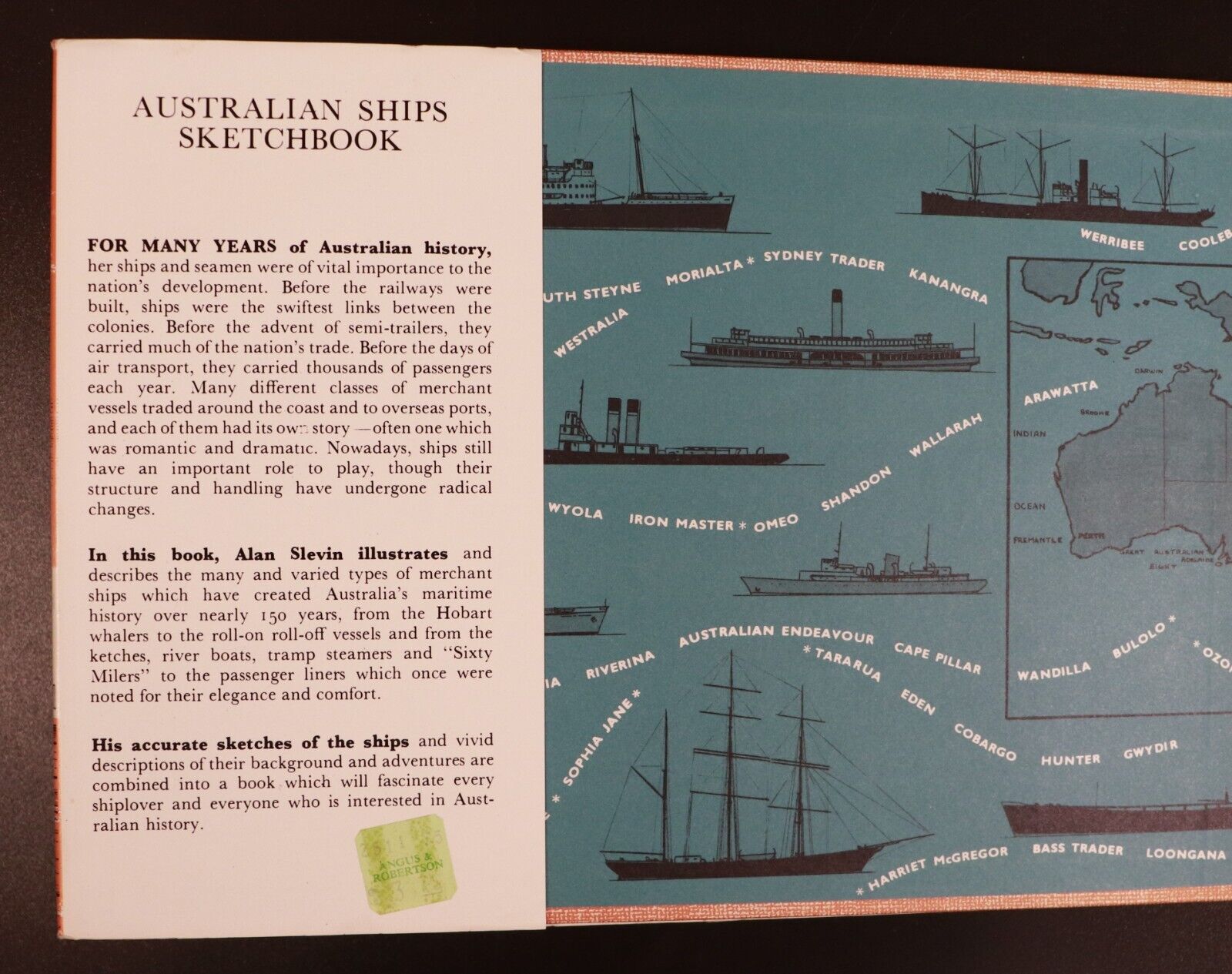 1972 Australian Ships Sketchbook by Alan Slevin Vintage Maritime History Book - 0