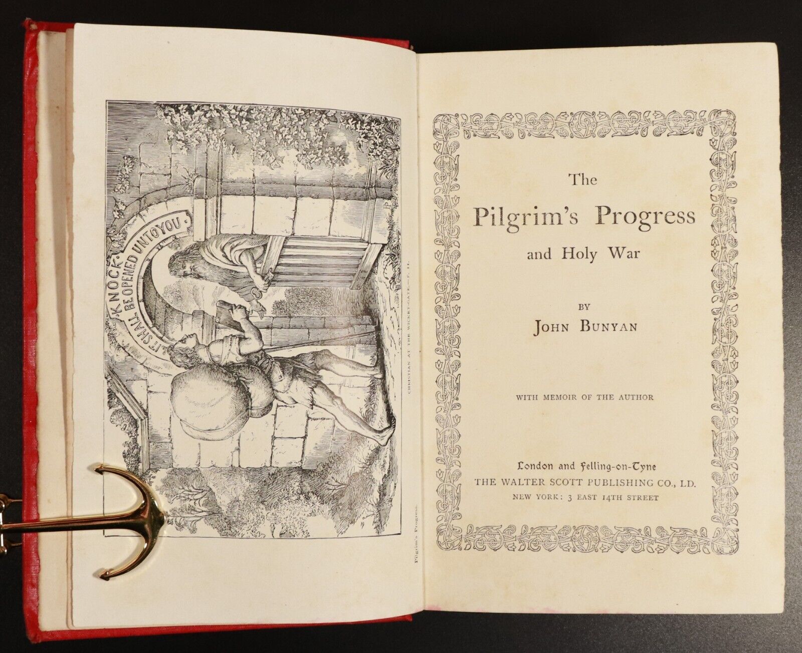 c1897 The Pilgrim's Progress & Holy War by John Bunyan Antique Theology Book - 0