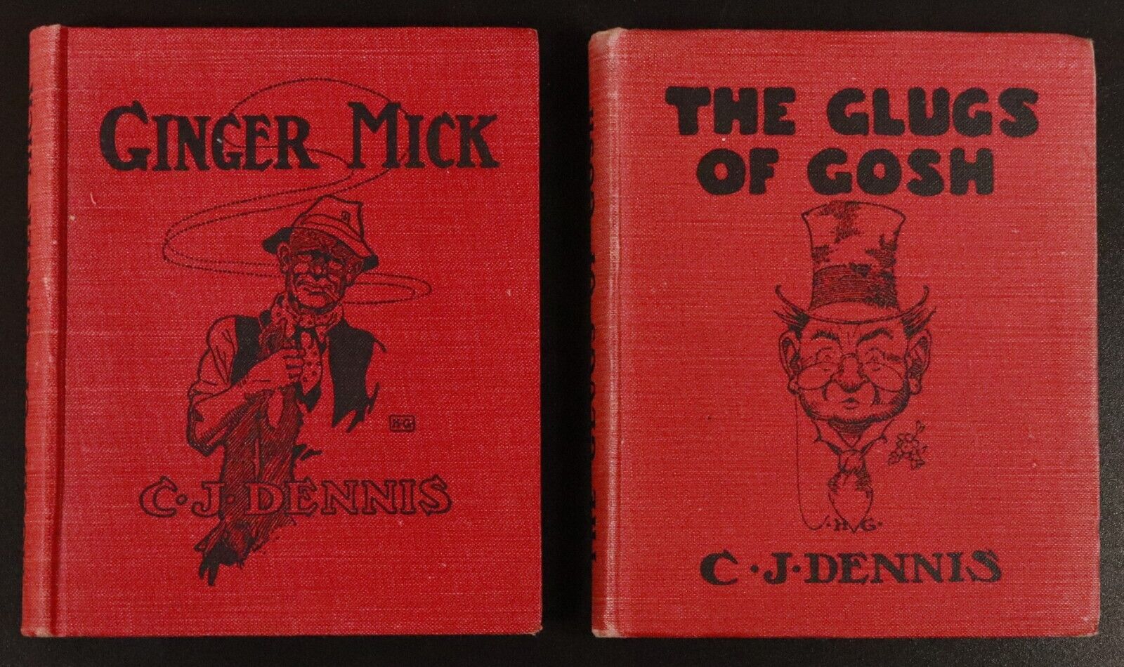 1916 Ginger Mick & 1917 Glugs Of Gosh CJ Dennis Australian Literature Books - 0