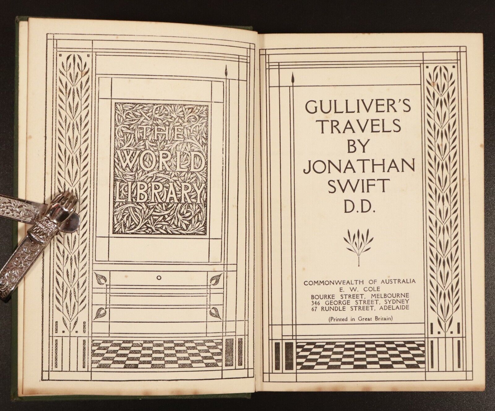 c1900 Gulliver's Travels by Jonathan Swift Antique Book E.W. Cole Melbourne - 0