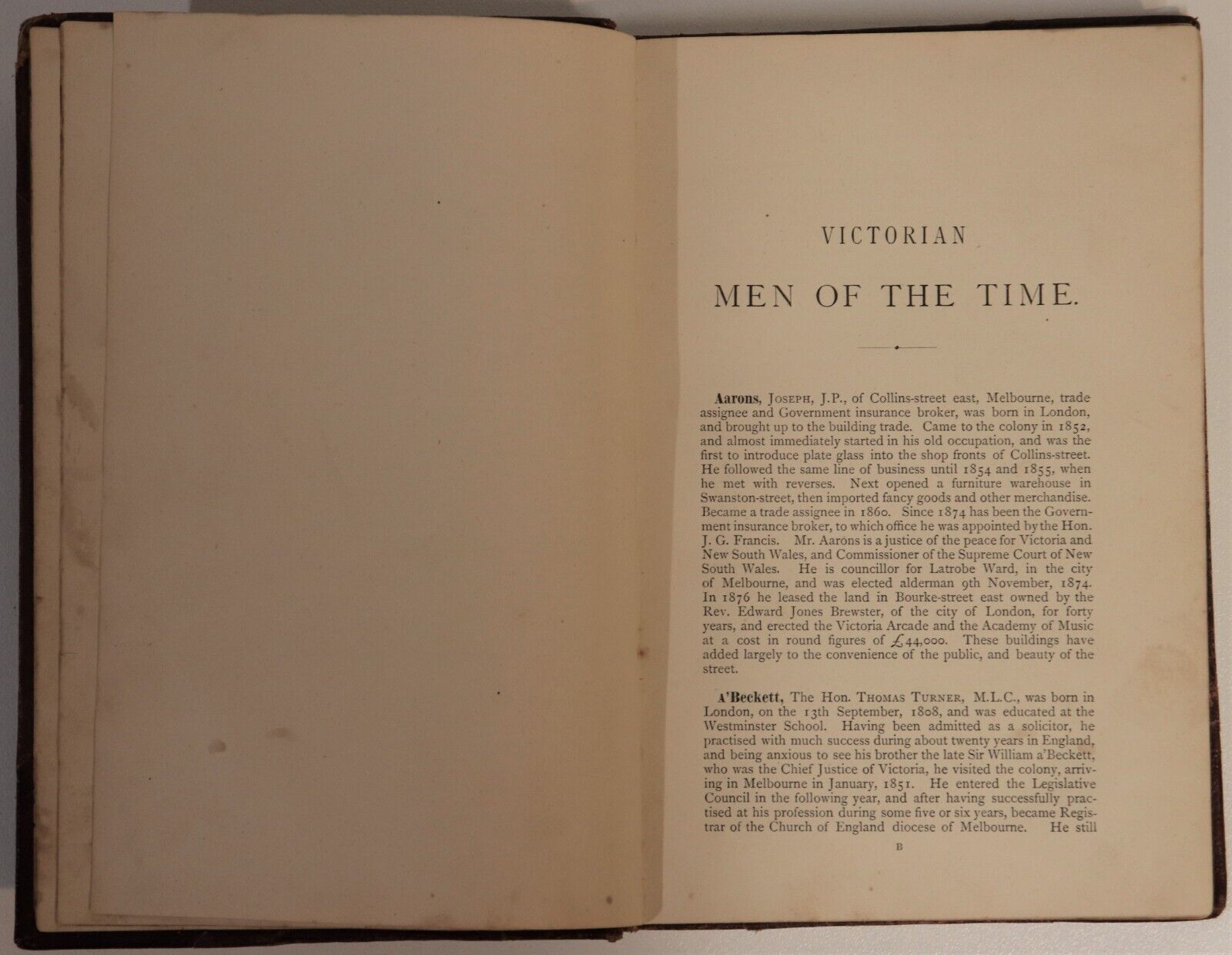 1878 Men Of The Time In Australia: Victoria Antiquarian Australian History Book