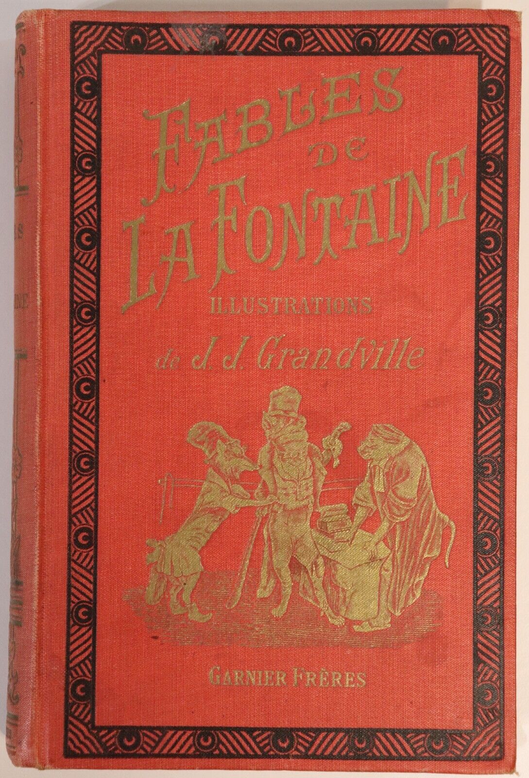 c1885 Fables De La Fontaine Antiquarian French Literature Book