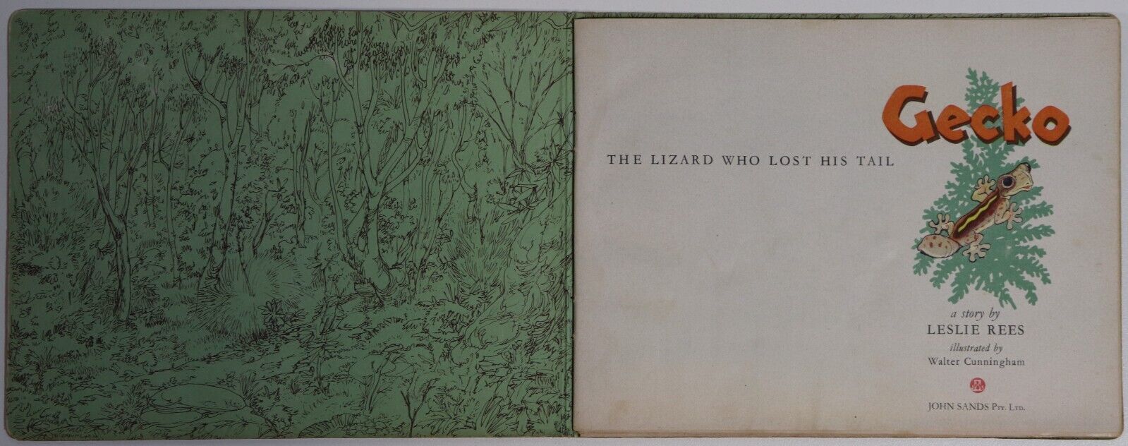 Gecko: The Lizard Who Lost His Tail - 1944 - Antique Children's Book