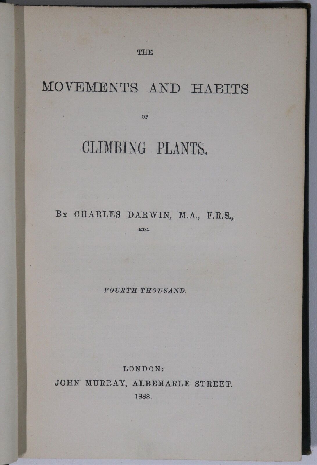 Climbing Plants by Charles Darwin - 1888 - Antique Natural History Book