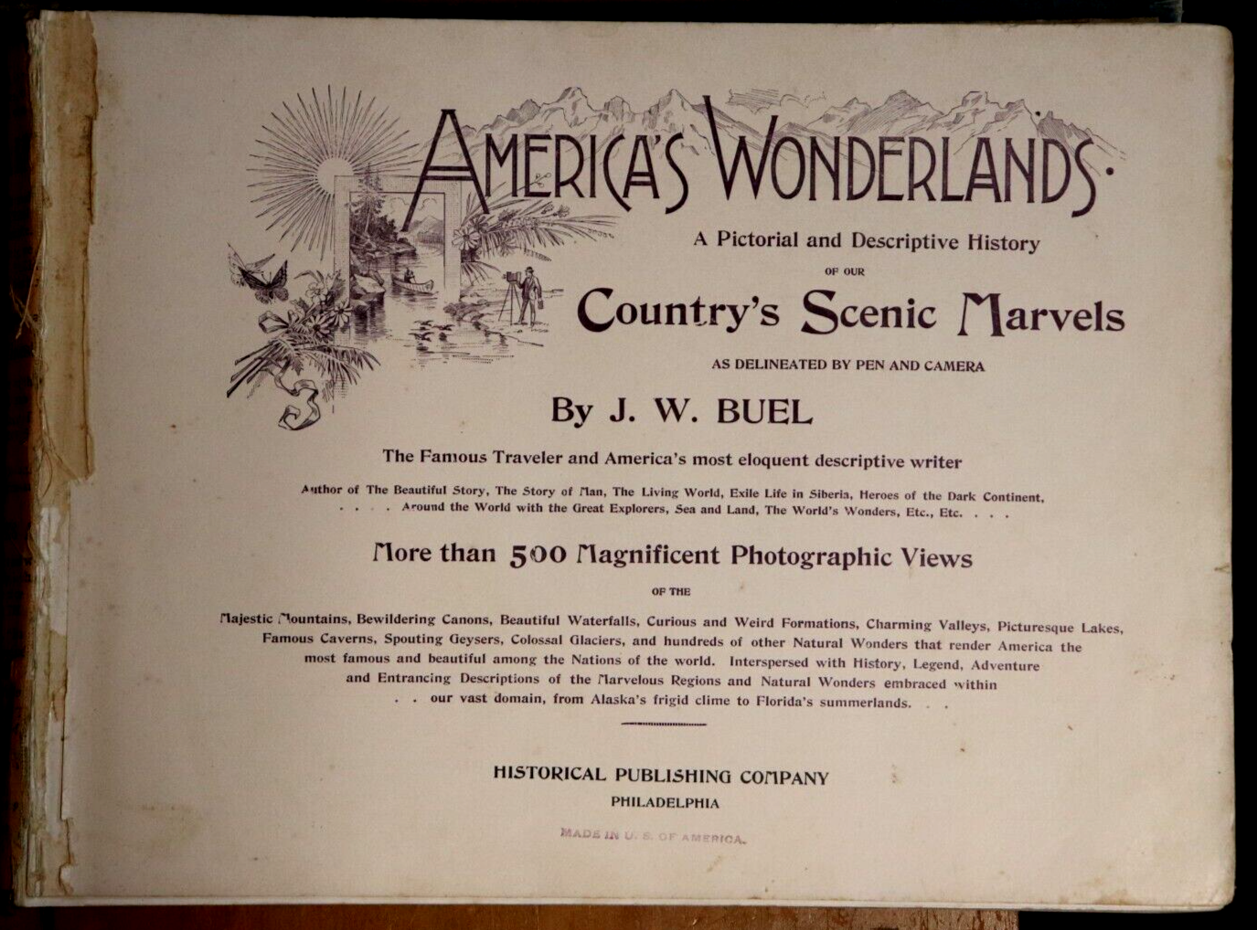 1893 America's Wonderlands by J.W. Buel 1st Edition Antique Book