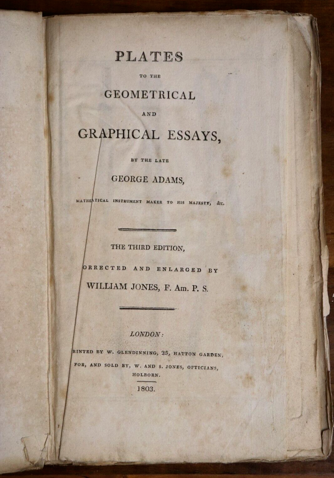 1803 Geometrical & Graphical Essays by G. Adams Antiquarian Book Folding Plates - 0