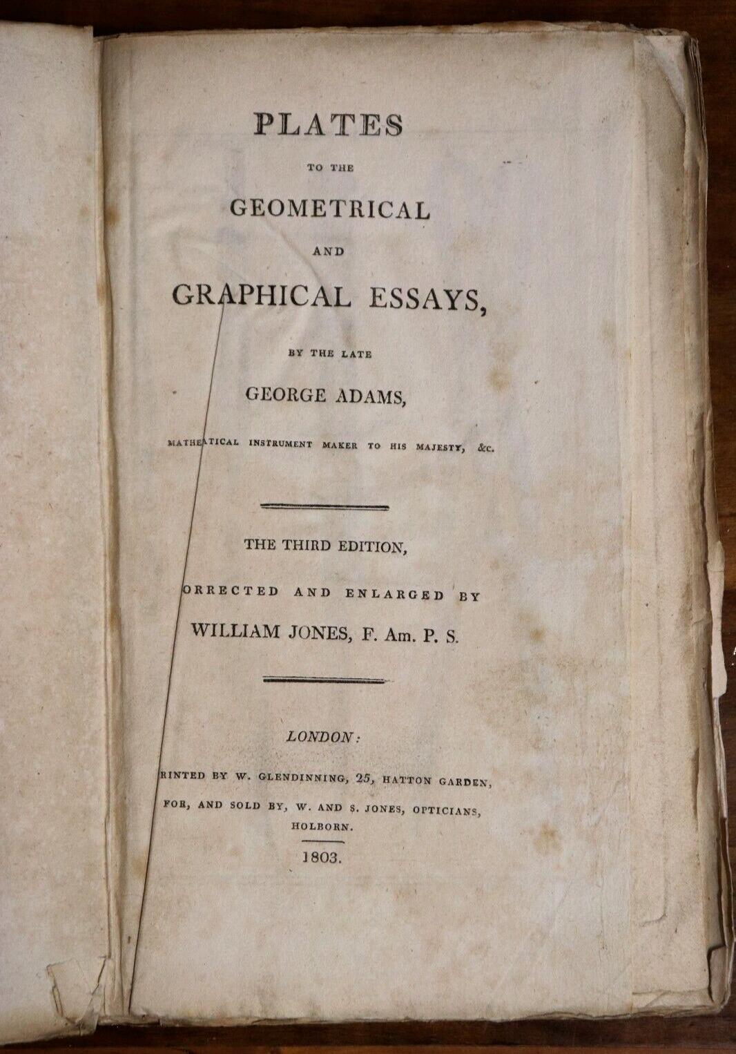 1803 Geometrical & Graphical Essays by G. Adams Antiquarian Book Folding Plates