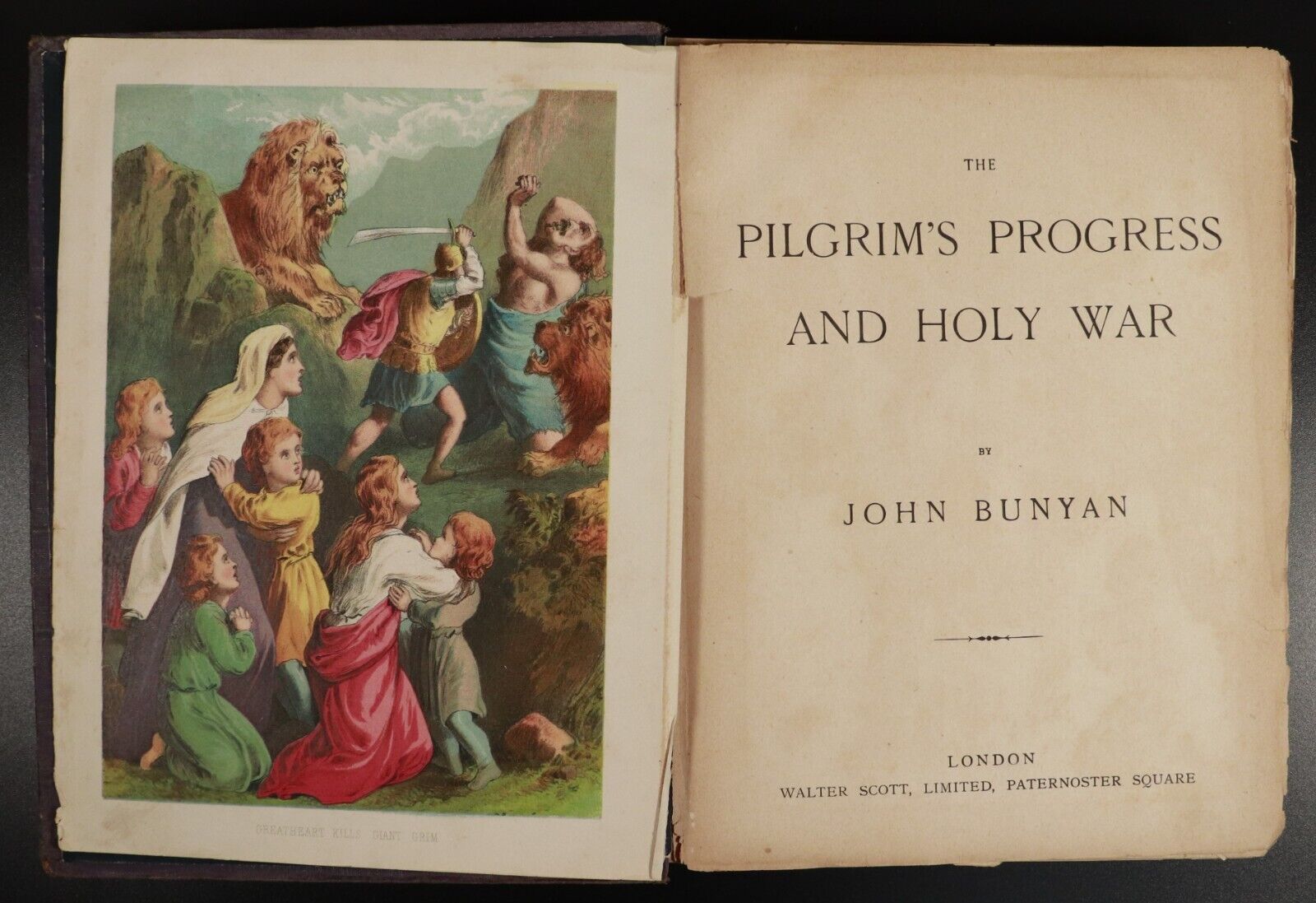 c1885 The Pilgrim's Progress & Holy War by John Bunyan Antiquarian Theology Book - 0