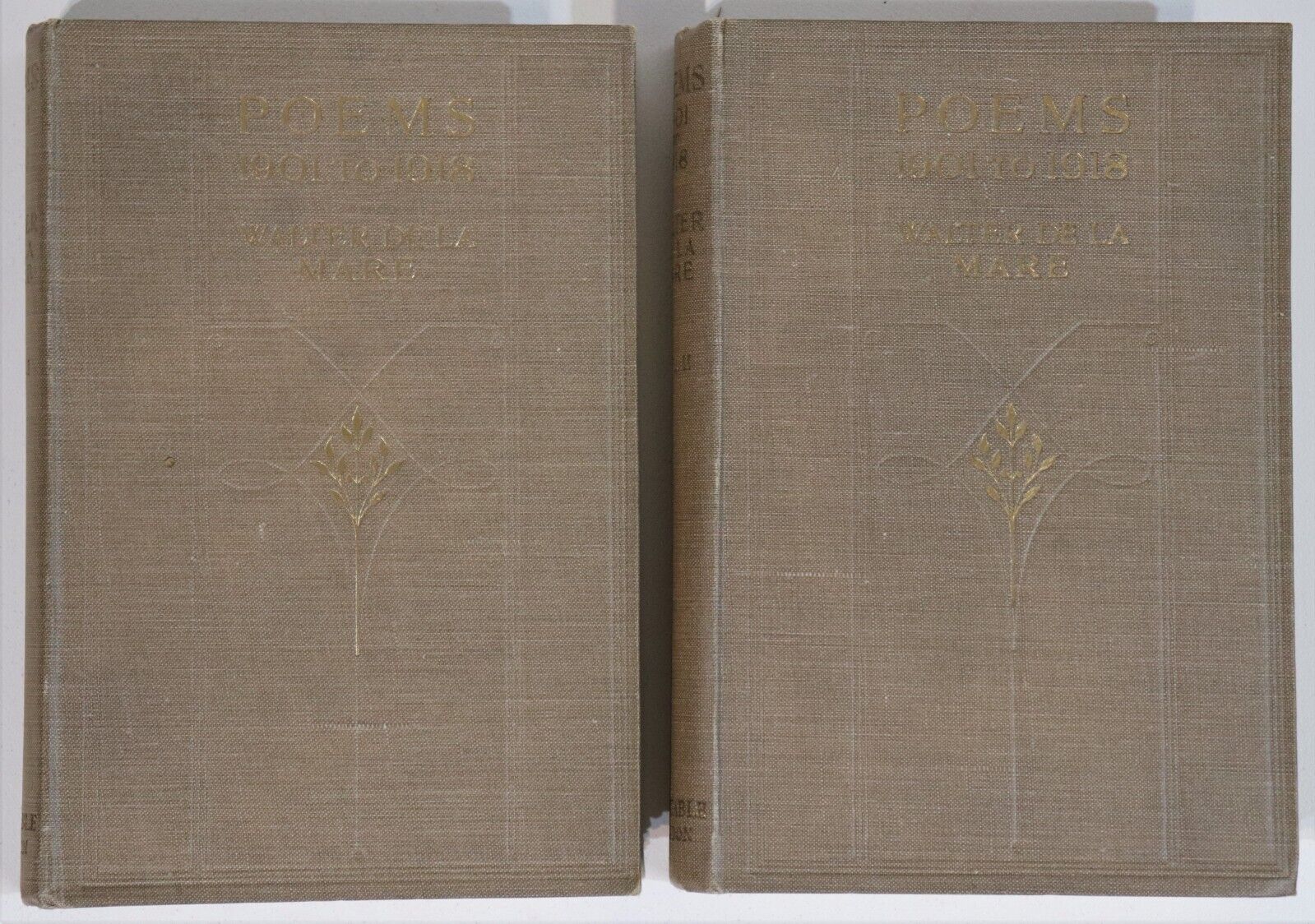 Poems 1901 to 1918 by Walter De La Mare - 1920 - 1st Edition Literature Book Set