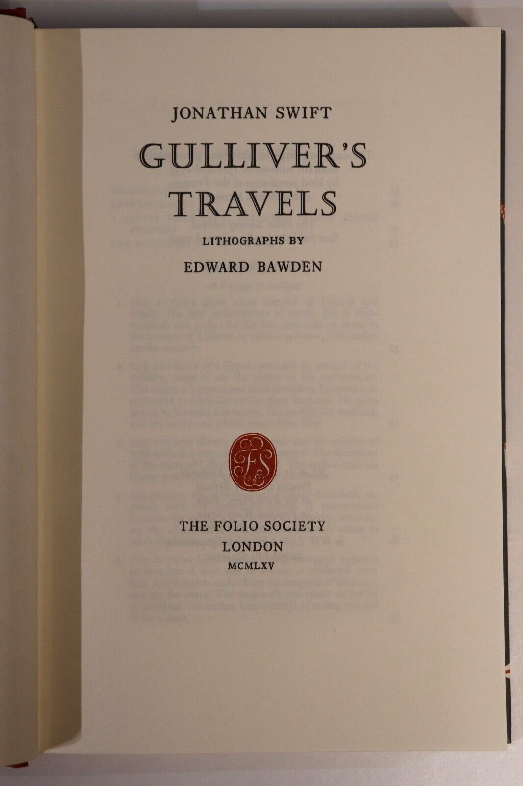 Gulliver's Travels by Jonathan Swift - 1991 - Folio Society Fiction Book