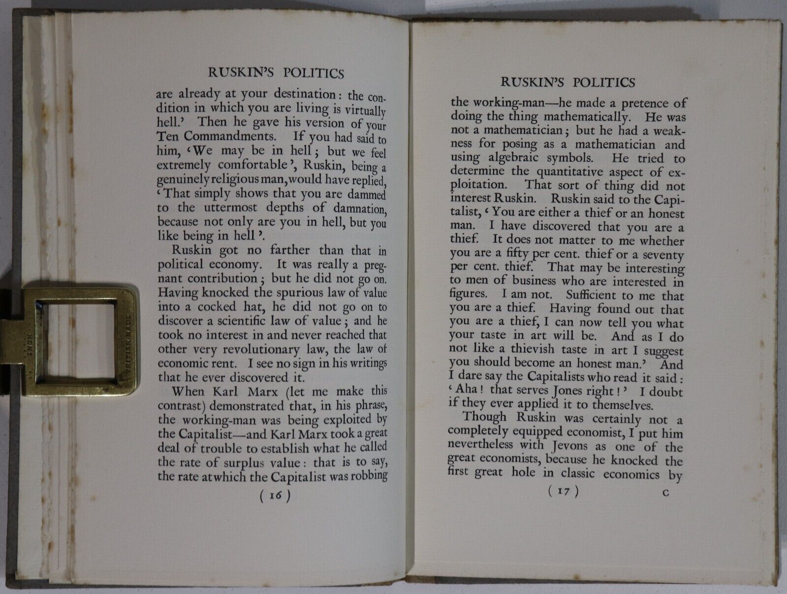 Ruskin's Politics by Bernard Shaw - 1921 - 1st Edition Politics Book