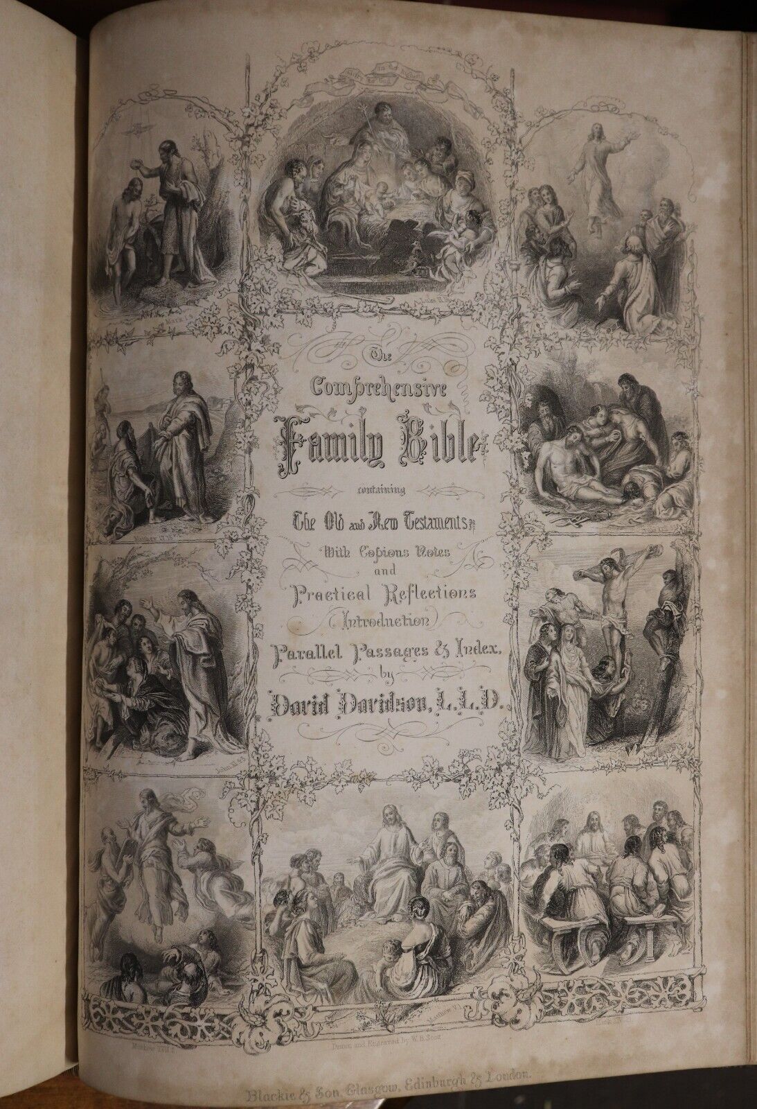 The Comprehensive Family Bible: D Davidson - c1890 - Antique Religious Book - 0