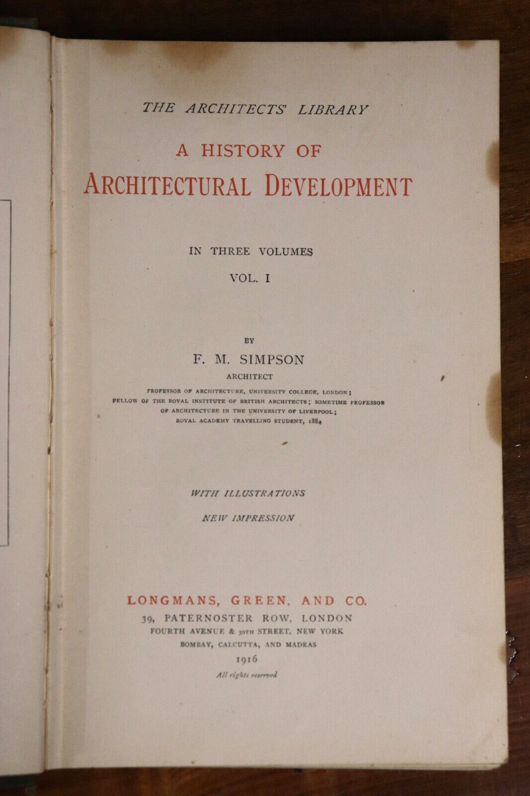History Of Architectural Development Vol. 1 - 1916 - Antique Architecture Book - 0