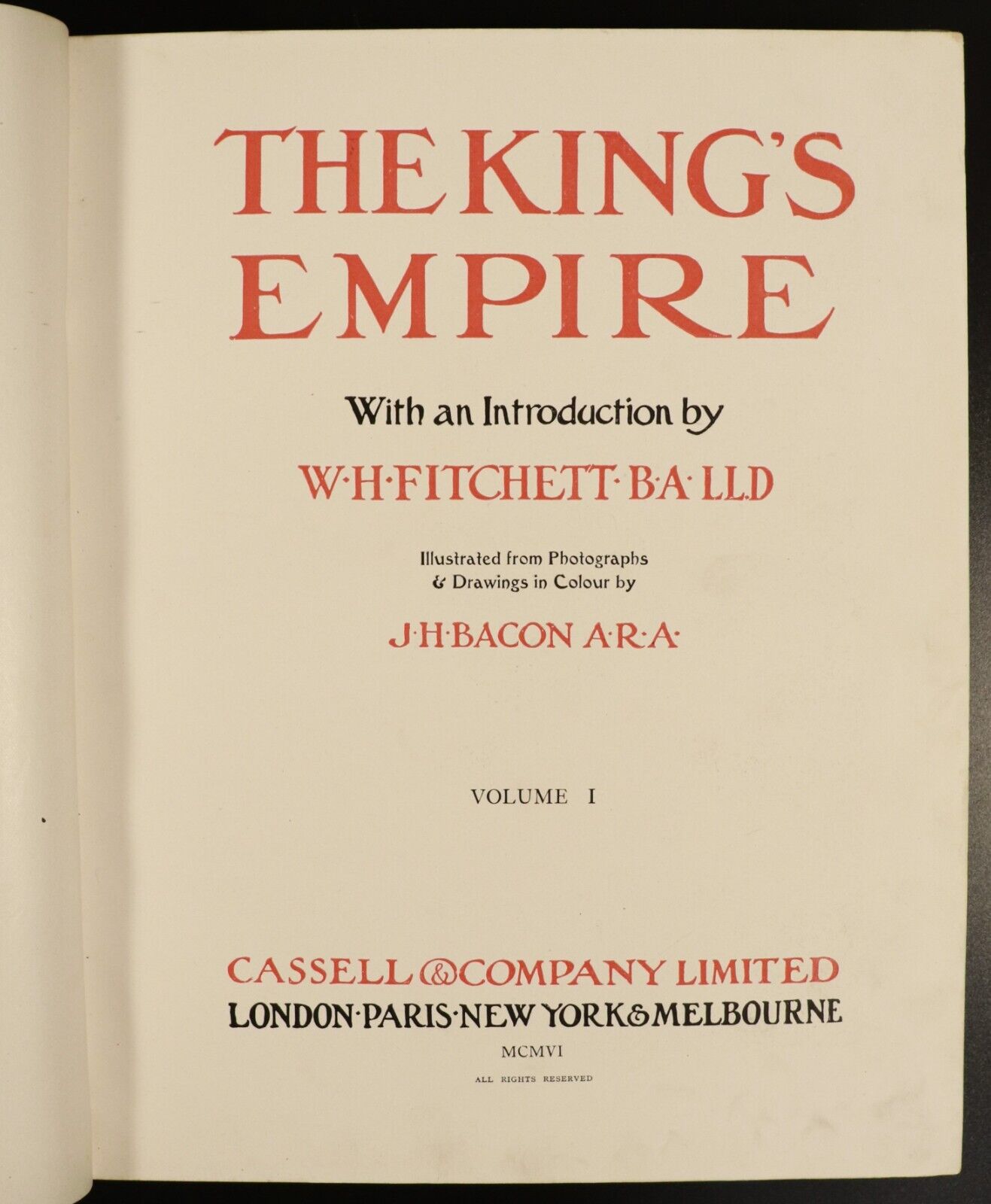 1906 2vol The Kings Empire by W.H. Fitchett Antique British History Book Set