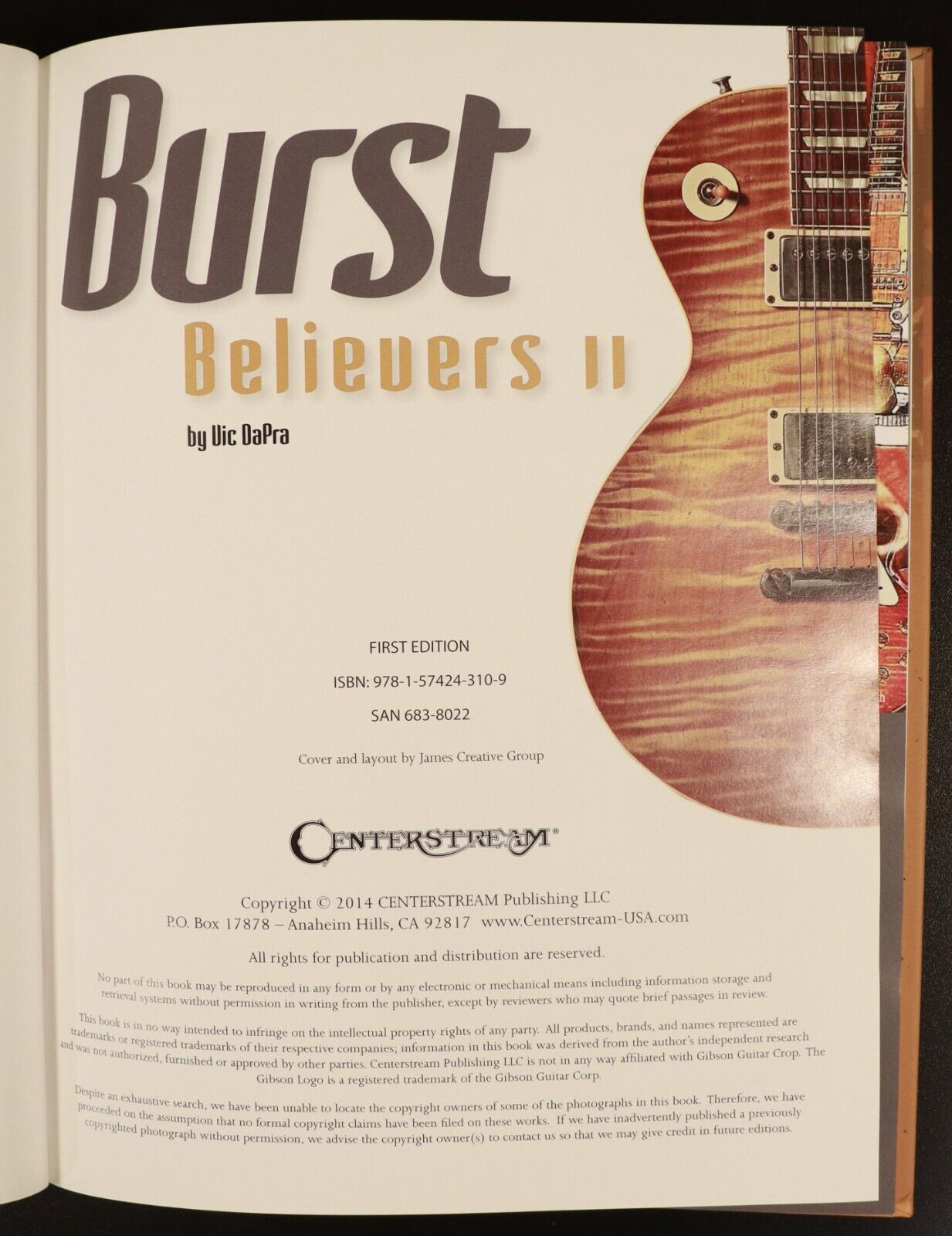 2014 Burst Believers 2 by Vic DaPra 1st Edition Gibson Les Paul Guitar Book