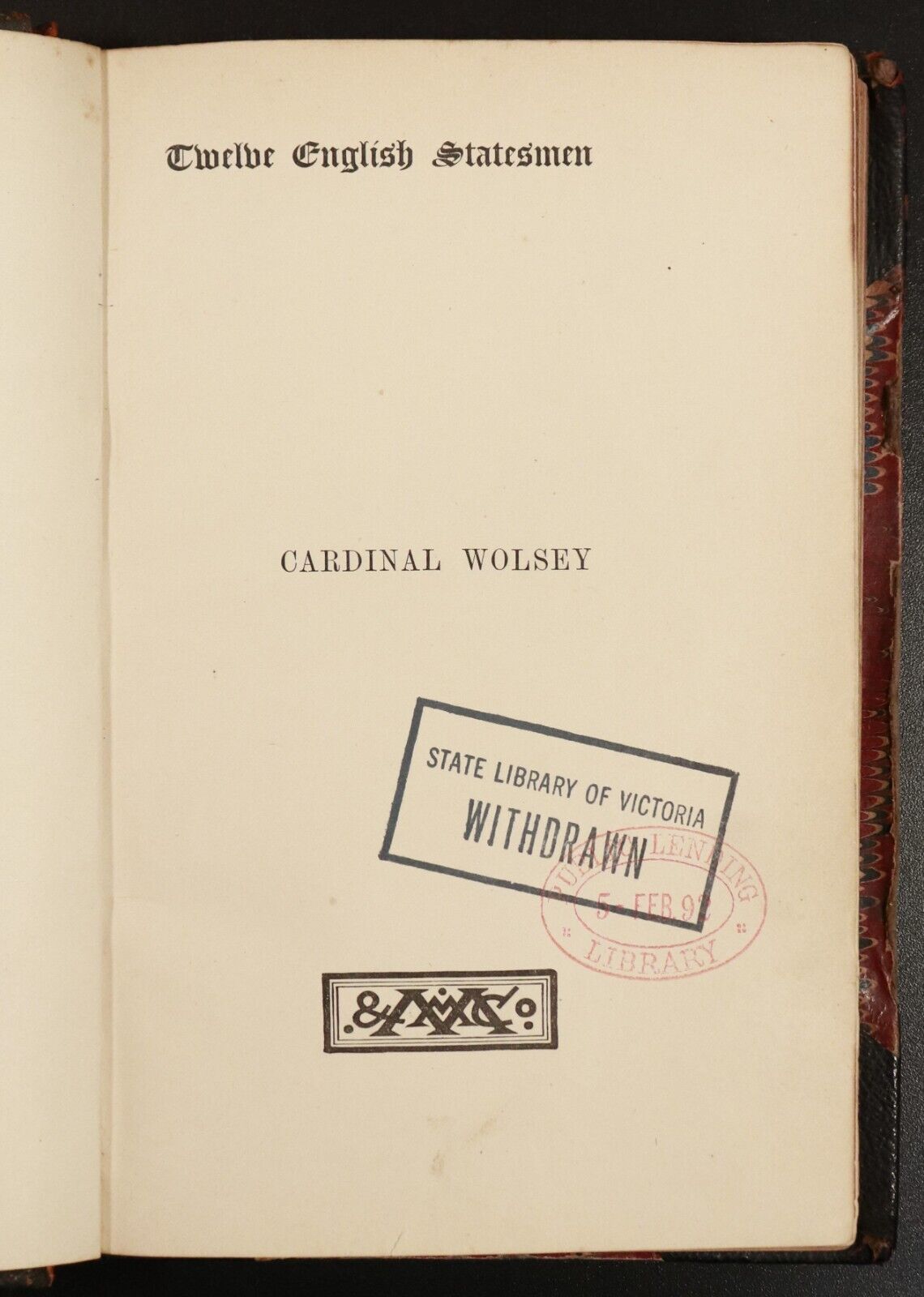1891 Cardinal Wolsey by Mandell Creighton Antique British Religious History Book