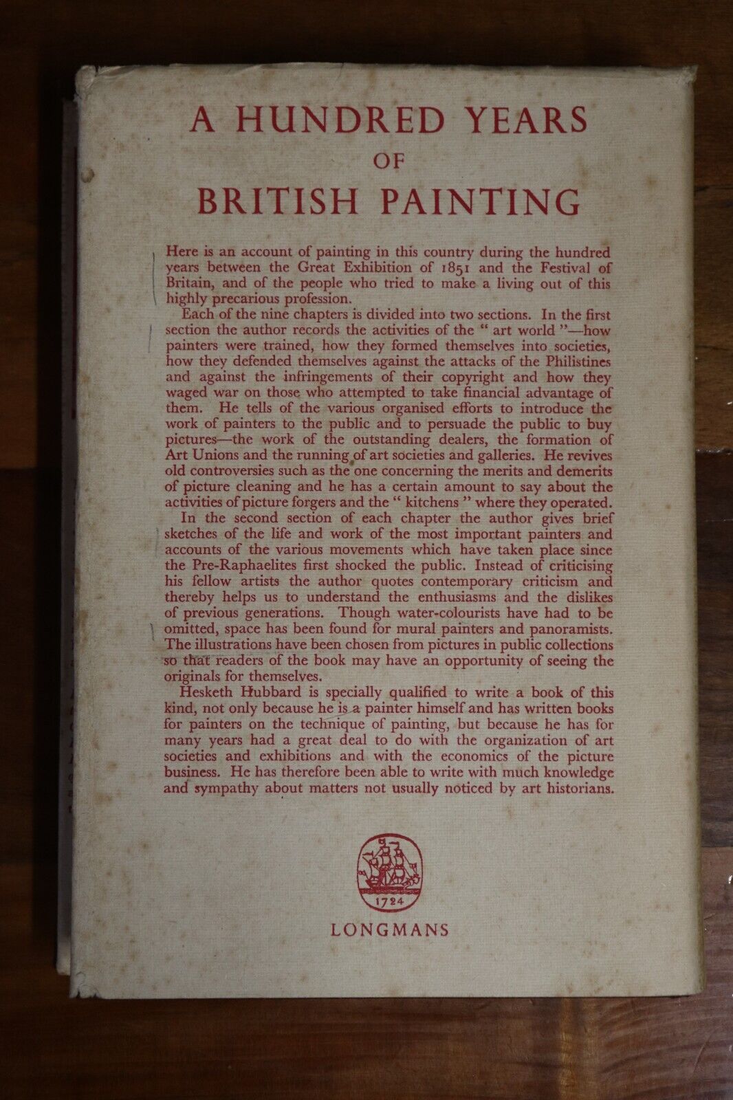 A 100 Years Of British Painting by H Hubbard - 1951 - Vintage Art Book