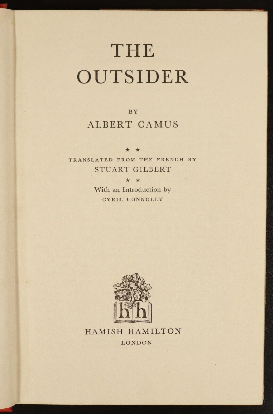 1958 The Outsider by Albert Camus Vintage Fiction Book Nobel Prize Author