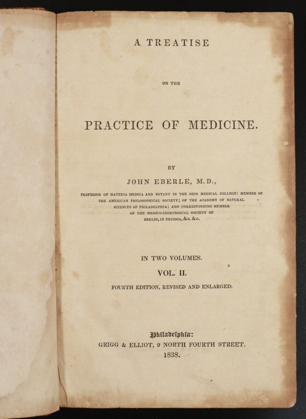 1838 2vol Treatise On Practice Of Medicine Antiquarian Medical Reference Book