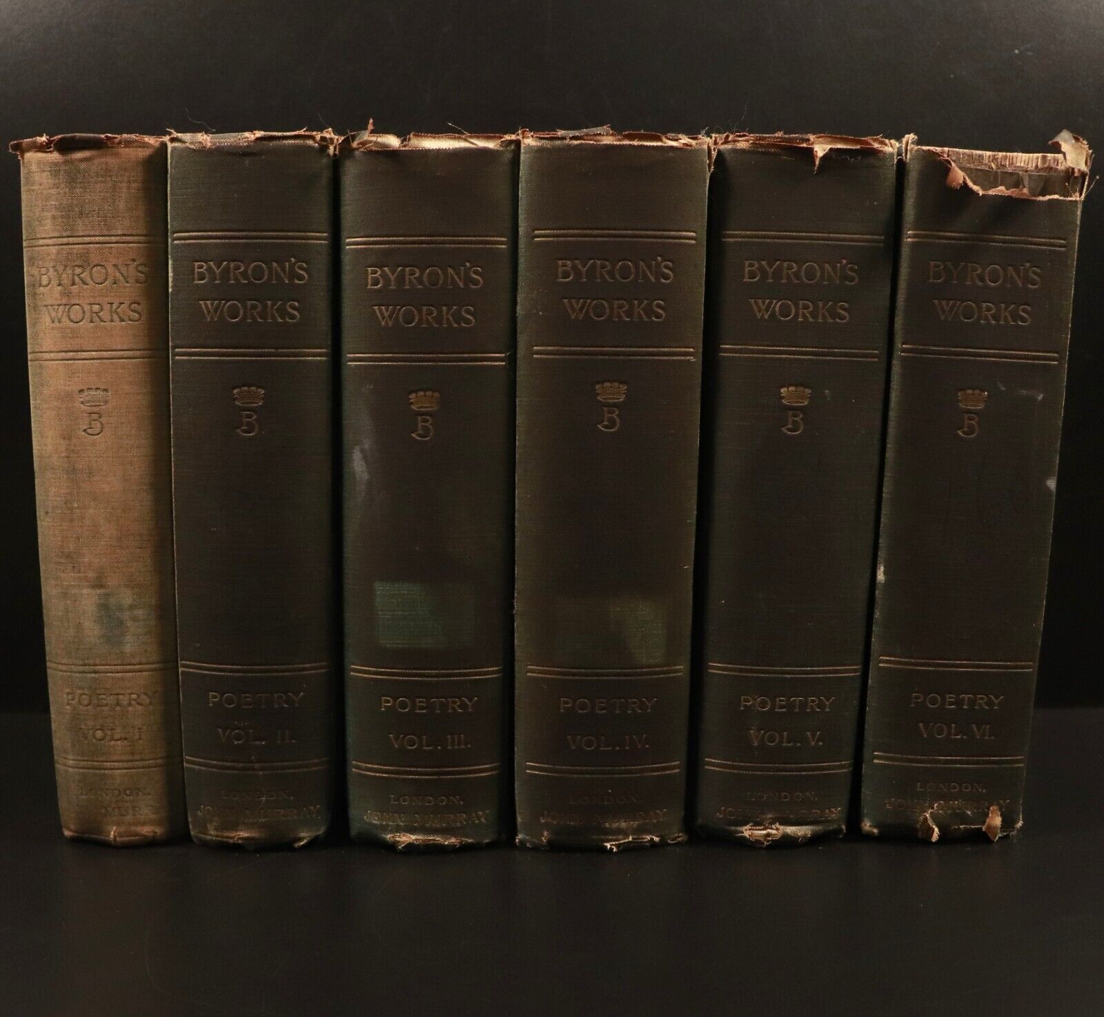 1898 6vol Works Of Lord Byron - Poetry - Edited by E.H. Coleridge Antique Books