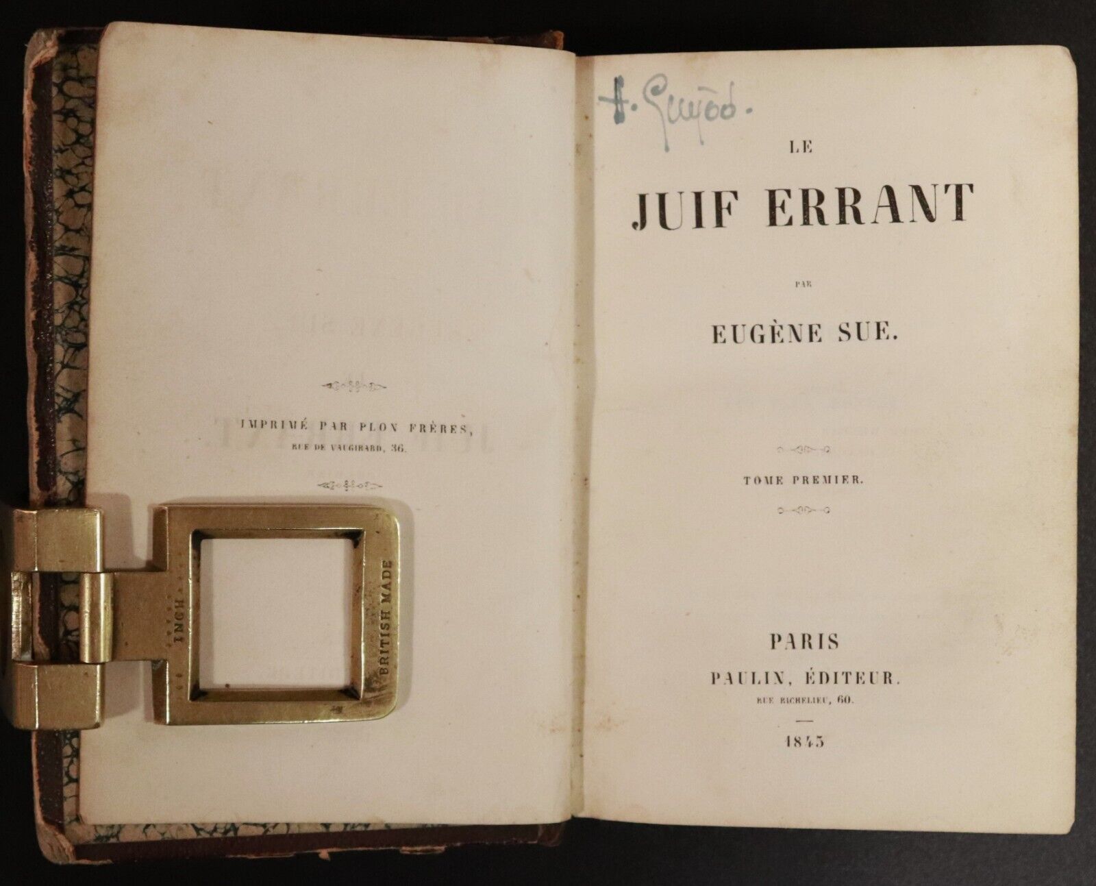 1845 4vol Le Juif Errant by Eugène Sue Antique French Fiction Books - 0