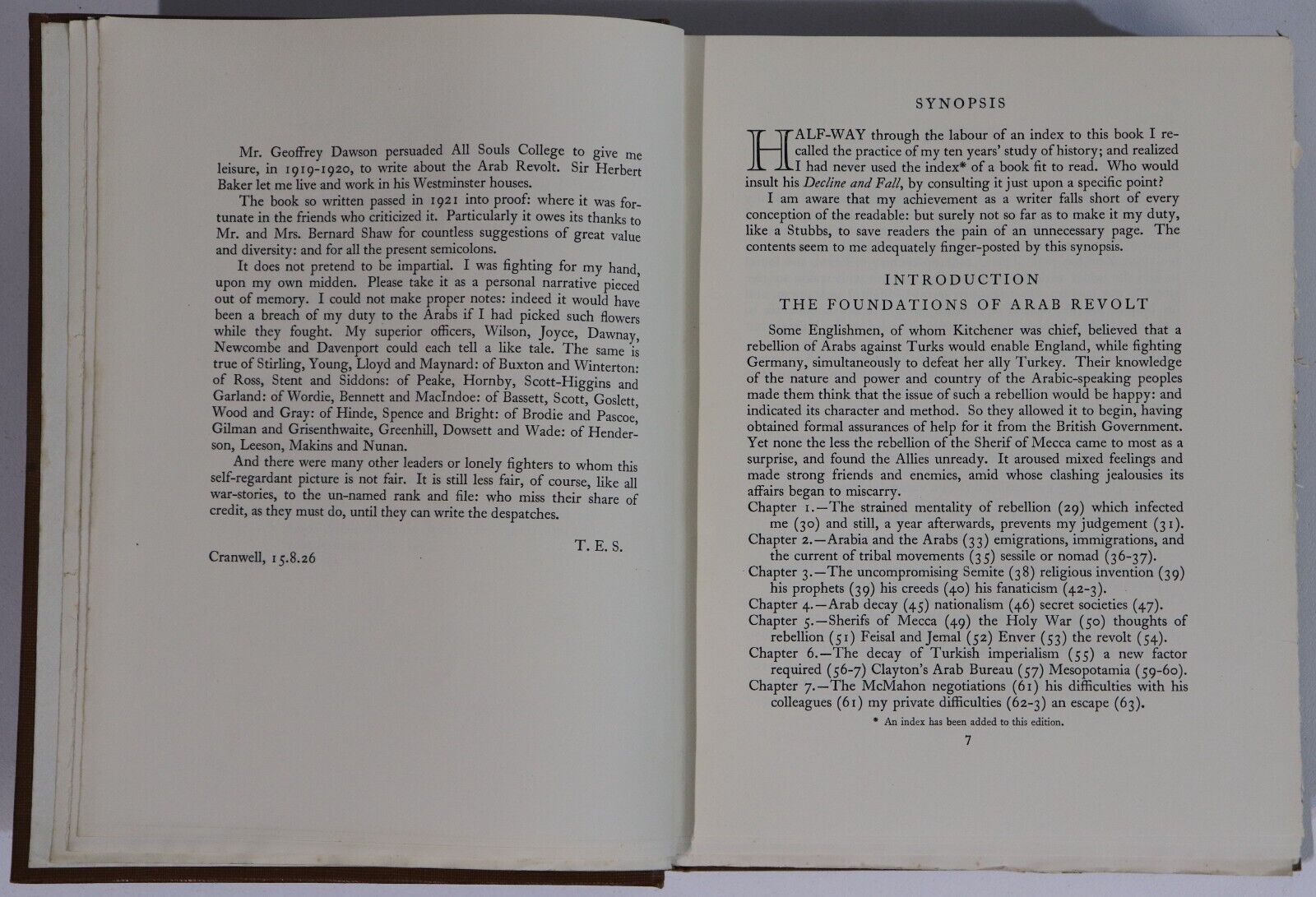 Seven Pillars Of Wisdom by T.E. Lawrence - 1935 - Antique Arabian History Book