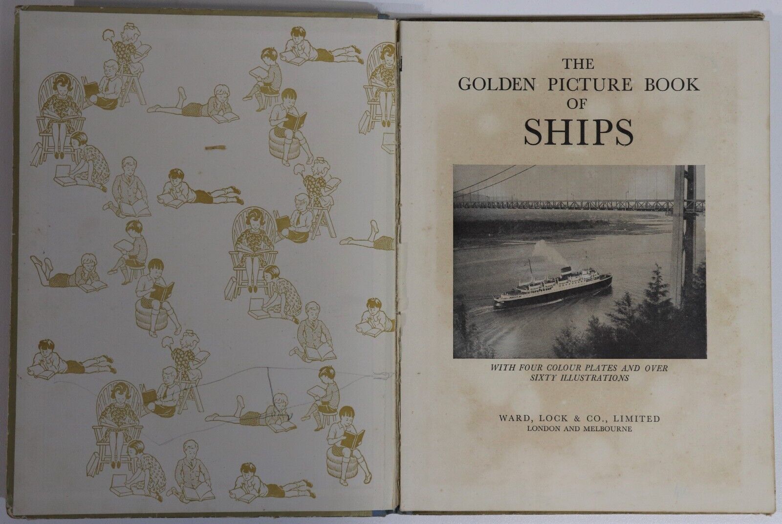 The Golden Picture Book Of Ships - c1949 - Antique Children's Maritime Book - 0
