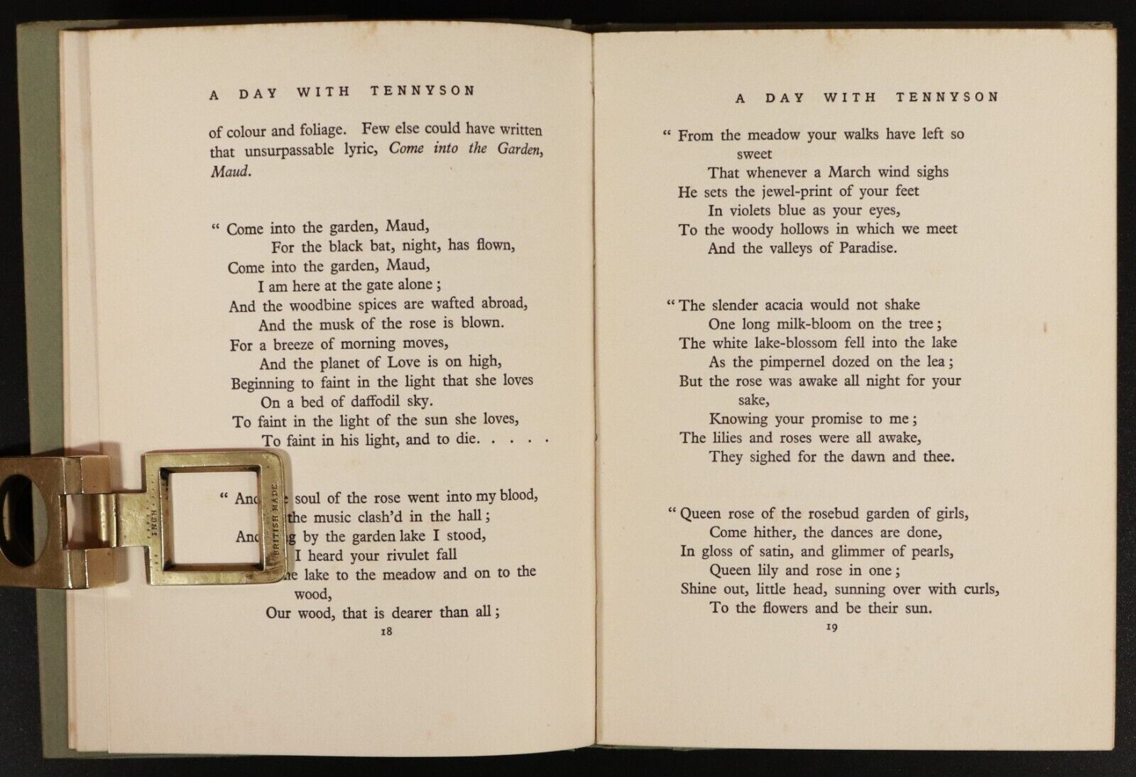 c1900 A Day With Tennyson - Days With The Great Poets Antique Poetry Book