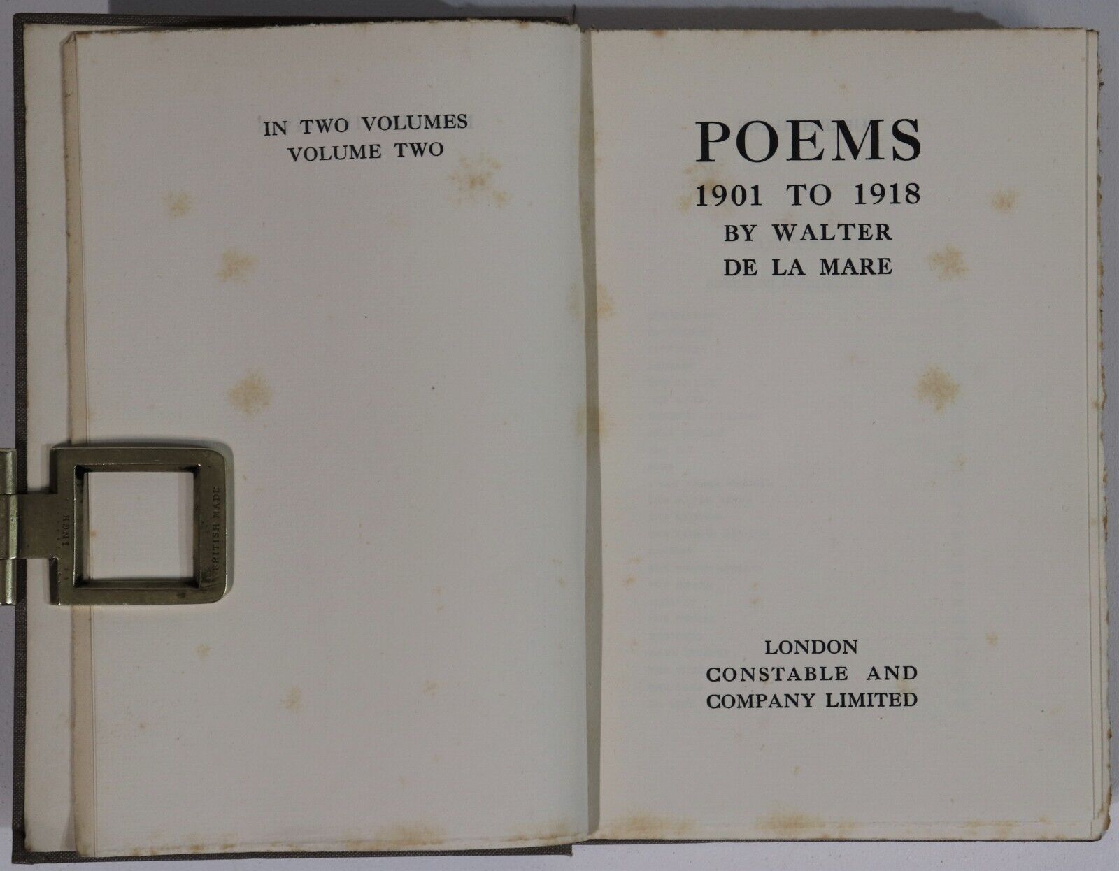 Poems 1901 to 1918 by Walter De La Mare - 1920 - 1st Edition Literature Book Set