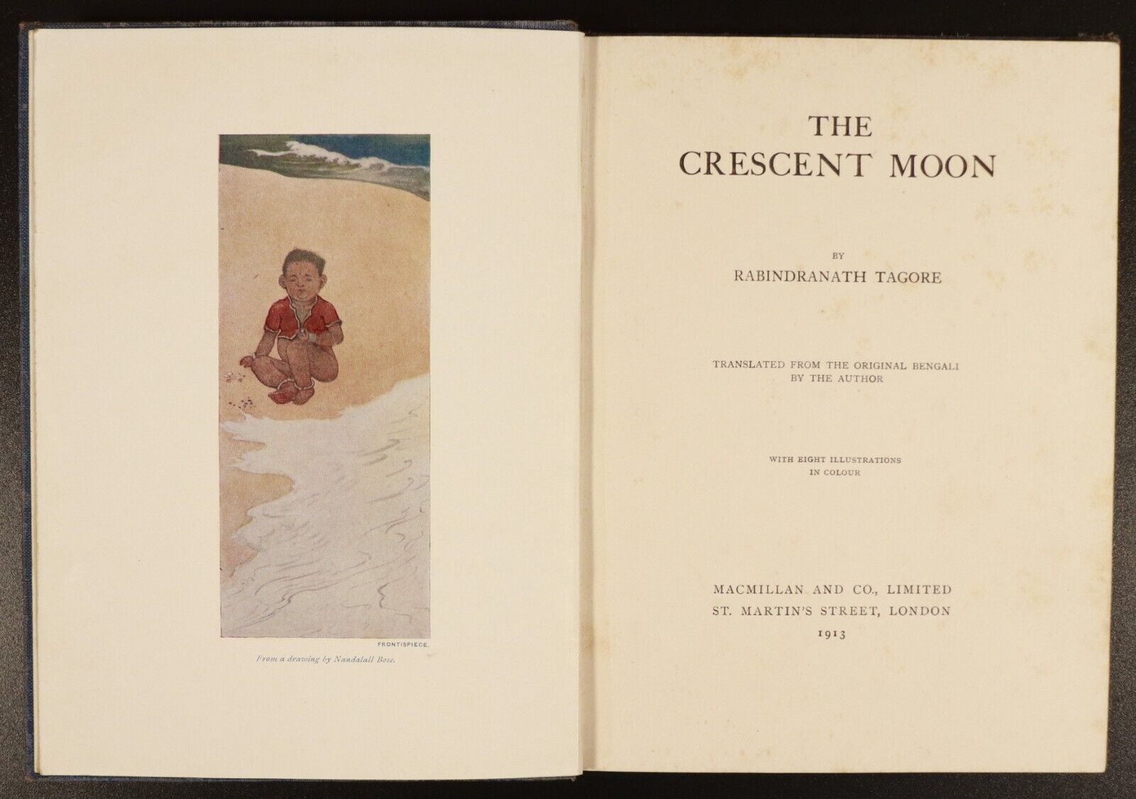 1913 The Crescent Moon by Rabindranath Tagore 1st Edition Literature Poetry Book