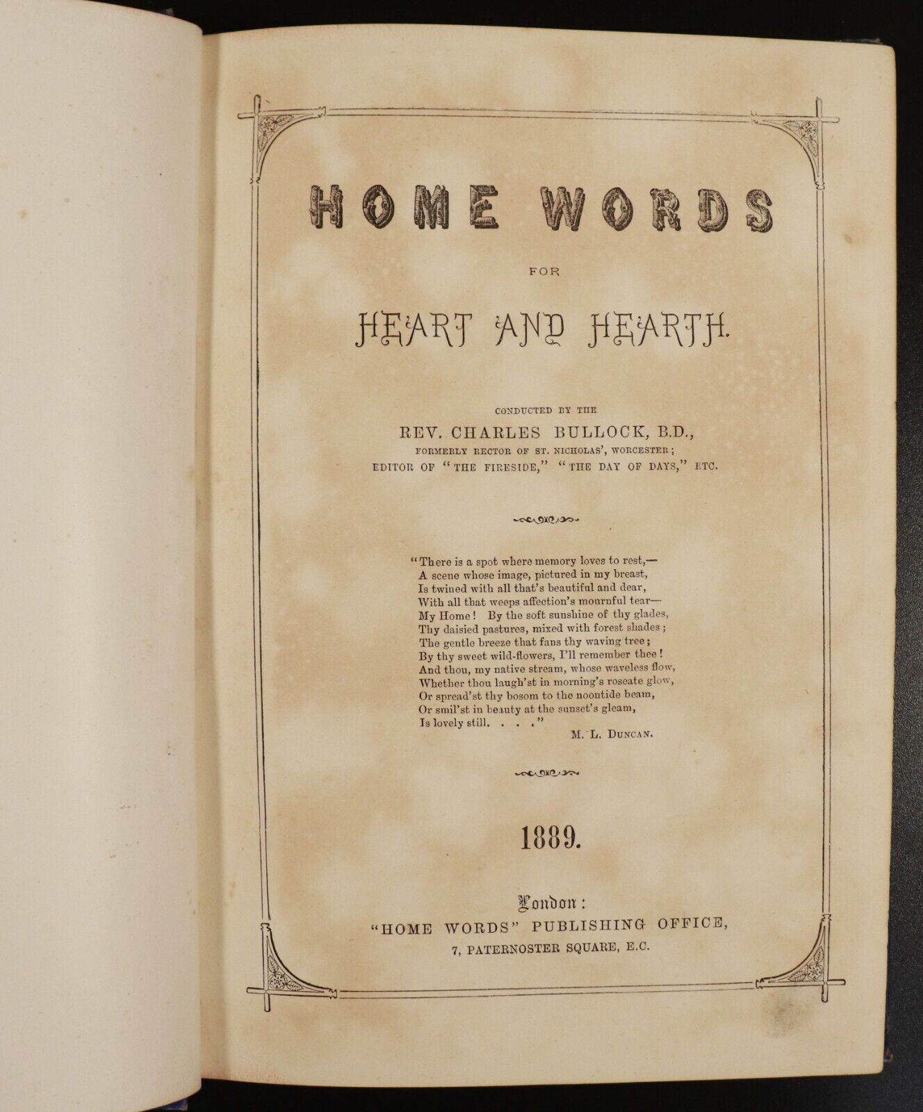 1889 Home Words For Heart & Hearth Antique British Literature Theology Book - 0