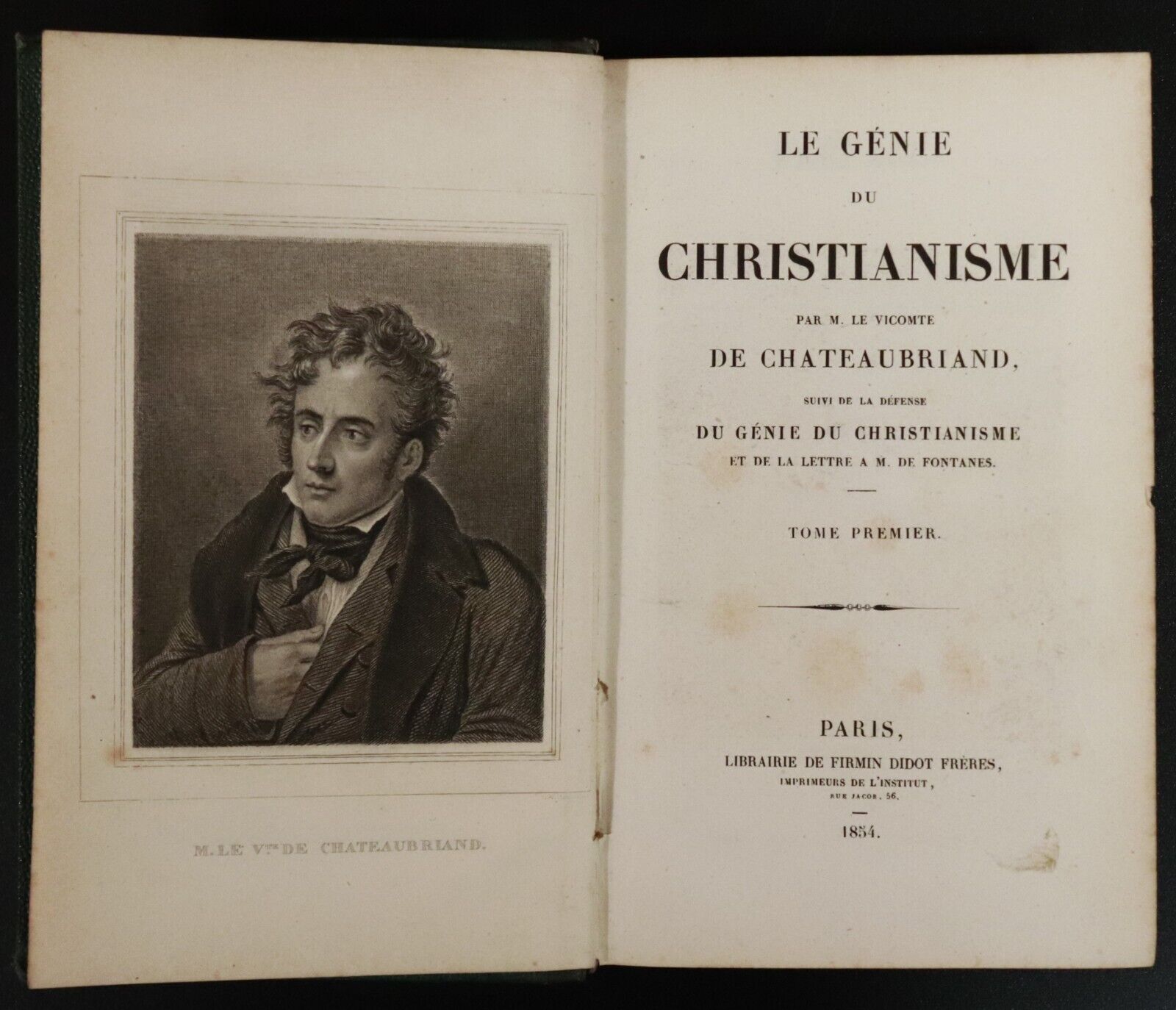 1854 2vol Le Genie Du Christianisme by de Chateaubriand Antiquarian French Books - 0