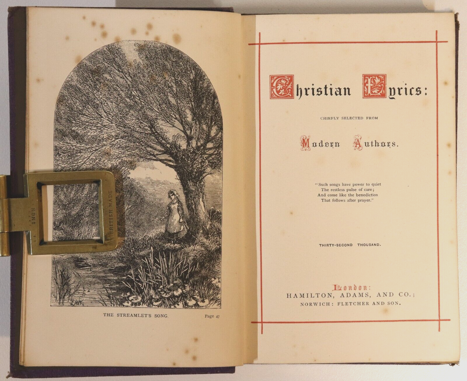 Christian Lyrics From Modern Authors - c1895 - Antique Religious Book - 0